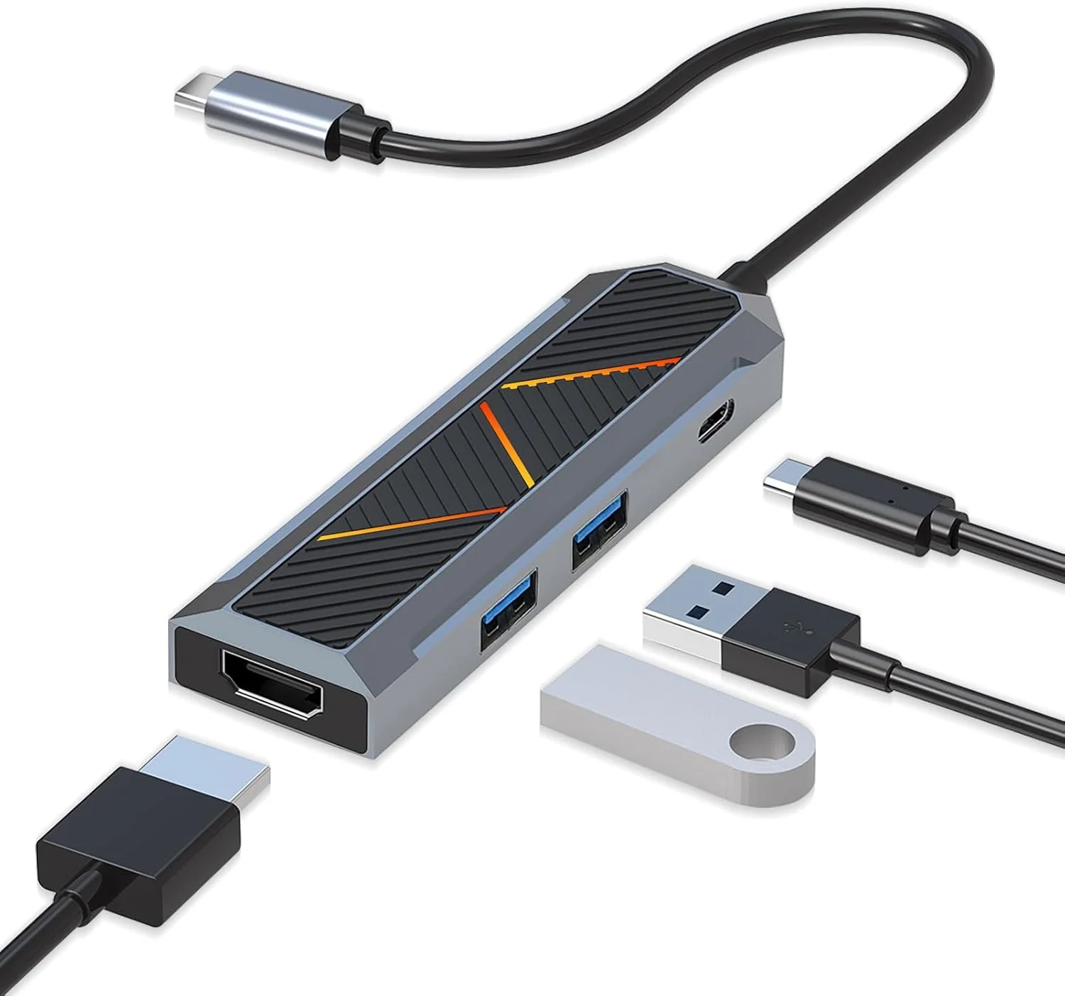 Redragon UCA 4-Port USB-C Hub - Black