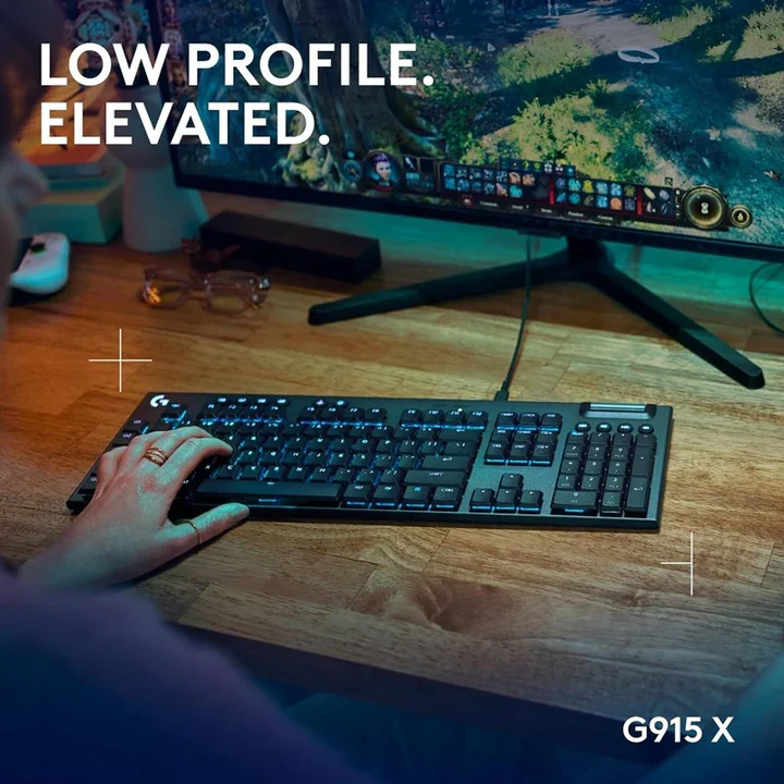 Logitech G915, X Wired Low Profile Mechanical Gaming Keyboard (Tactile Switch) - Black (US Layout)