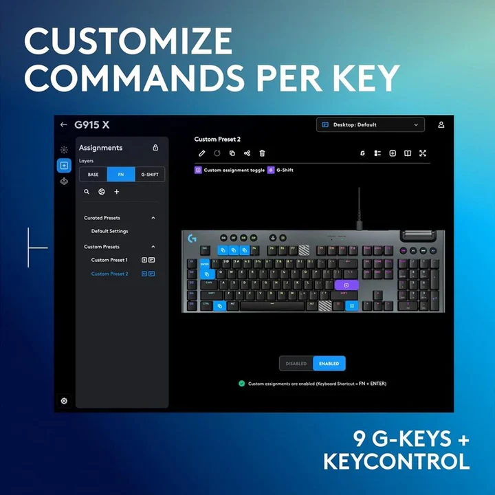 Logitech G915, X Wired Low Profile Mechanical Gaming Keyboard (Tactile Switch) - Black (US Layout)
