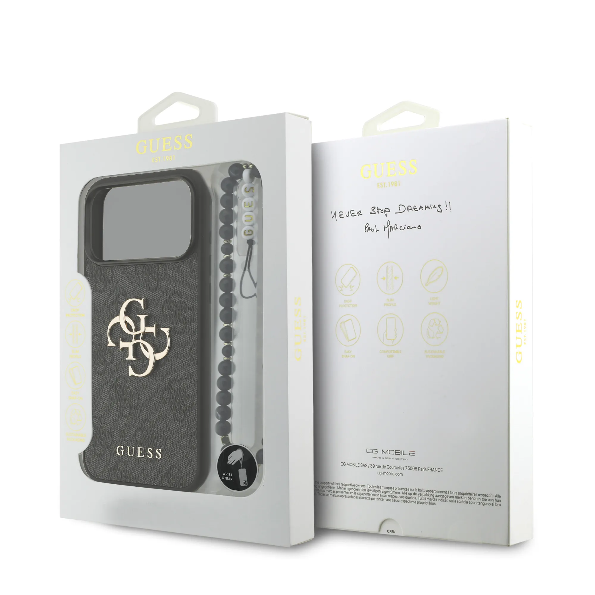 Guess, 4G PU Leather Case with Big 4G & Classic Logo with Wrist Strap, iPhone 17 Pro Max
