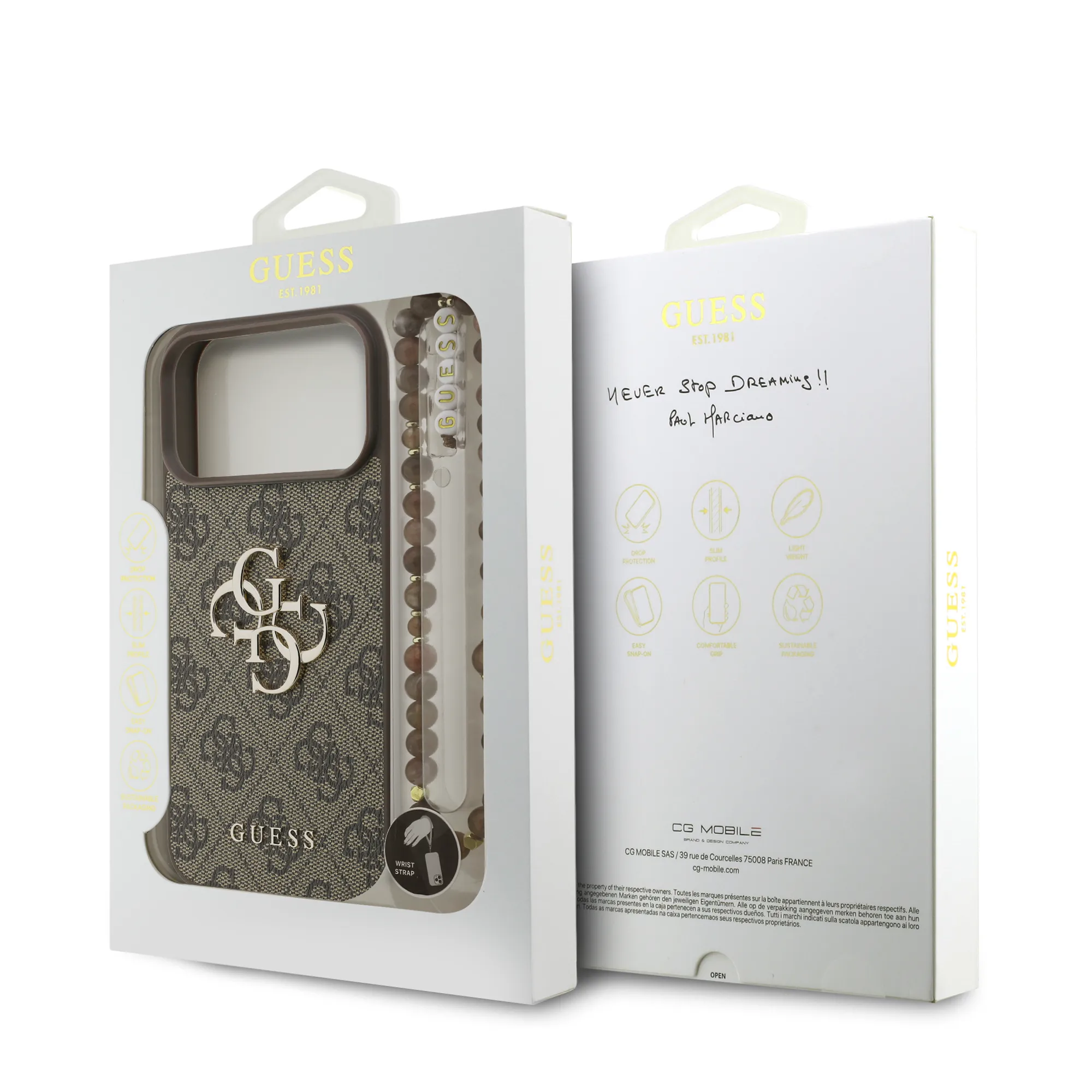 Guess, 4G PU Leather Case with Big 4G & Classic Logo with Wrist Strap, iPhone 17 Pro Max