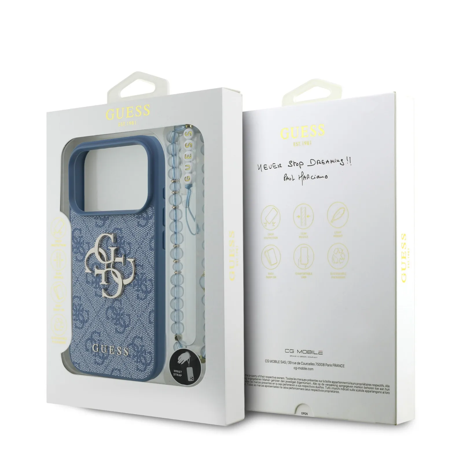 Guess, 4G PU Leather Case with Big 4G & Classic Logo with Wrist Strap, iPhone 17 Pro Max