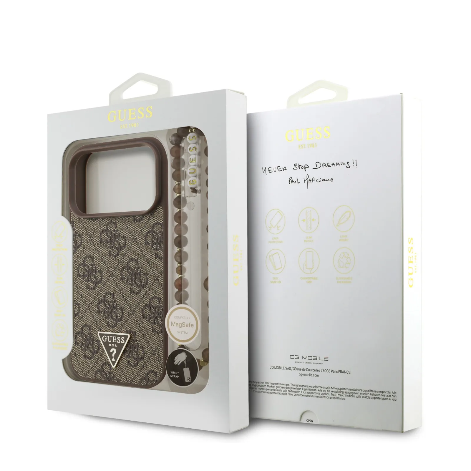 Guess, MagSafe 4G PU Leather Case with Small 4G Logo & Lanyard, iPhone 17 Pro