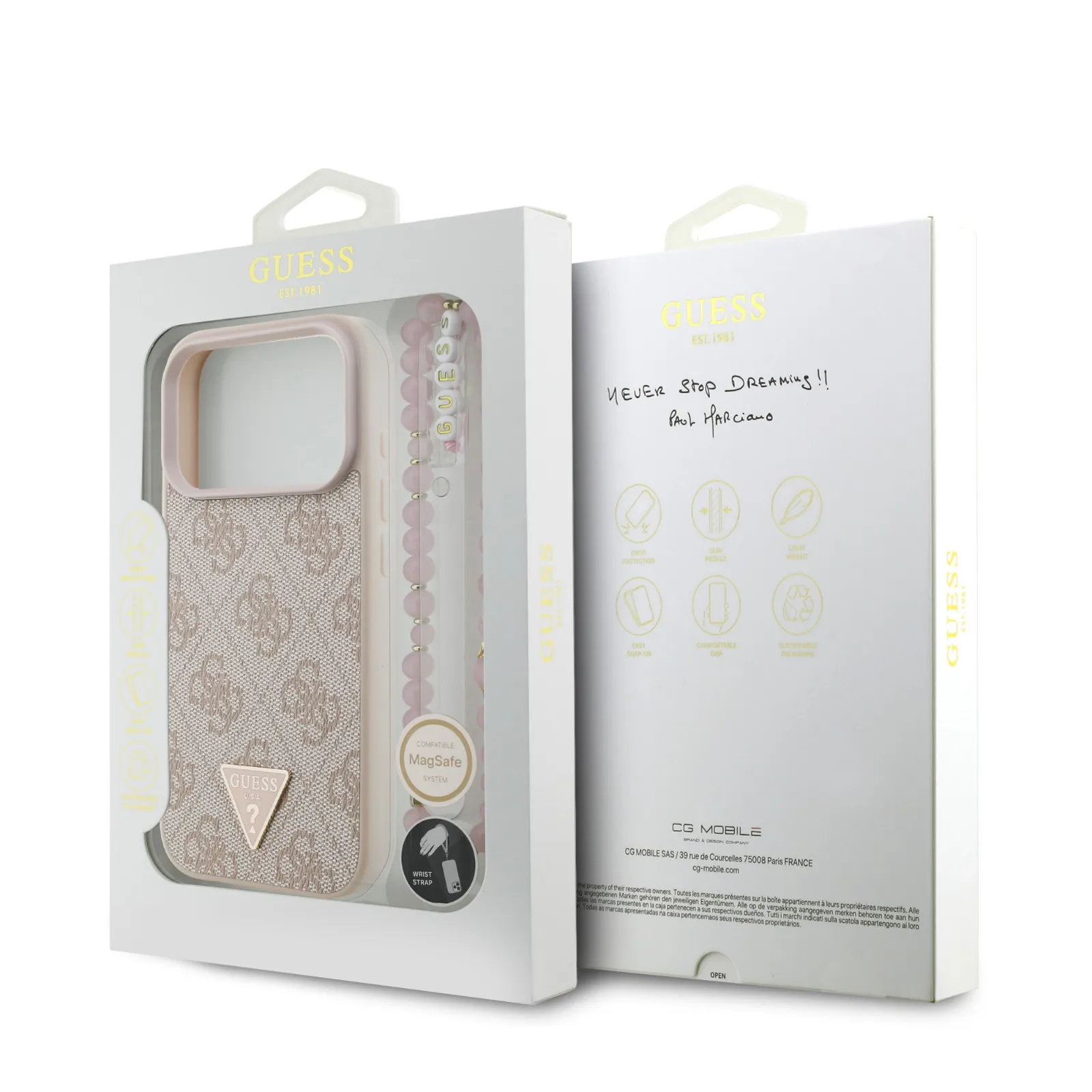 Guess, MagSafe 4G PU Leather Case With Small 4G Logo & Lanyard, iphone 17 Pro Max