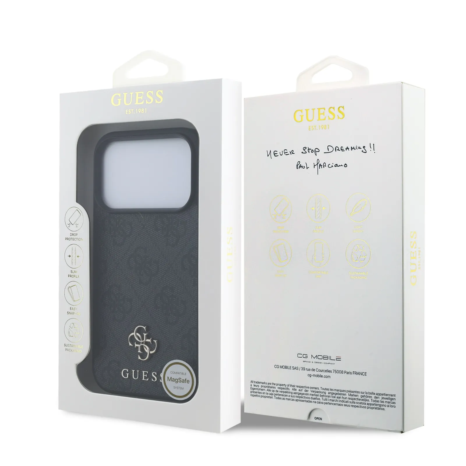 Guess, MagSafe 4G PU Leather Case with Small 4G & Classic Metal Logo, iPhone 17 Pro Max