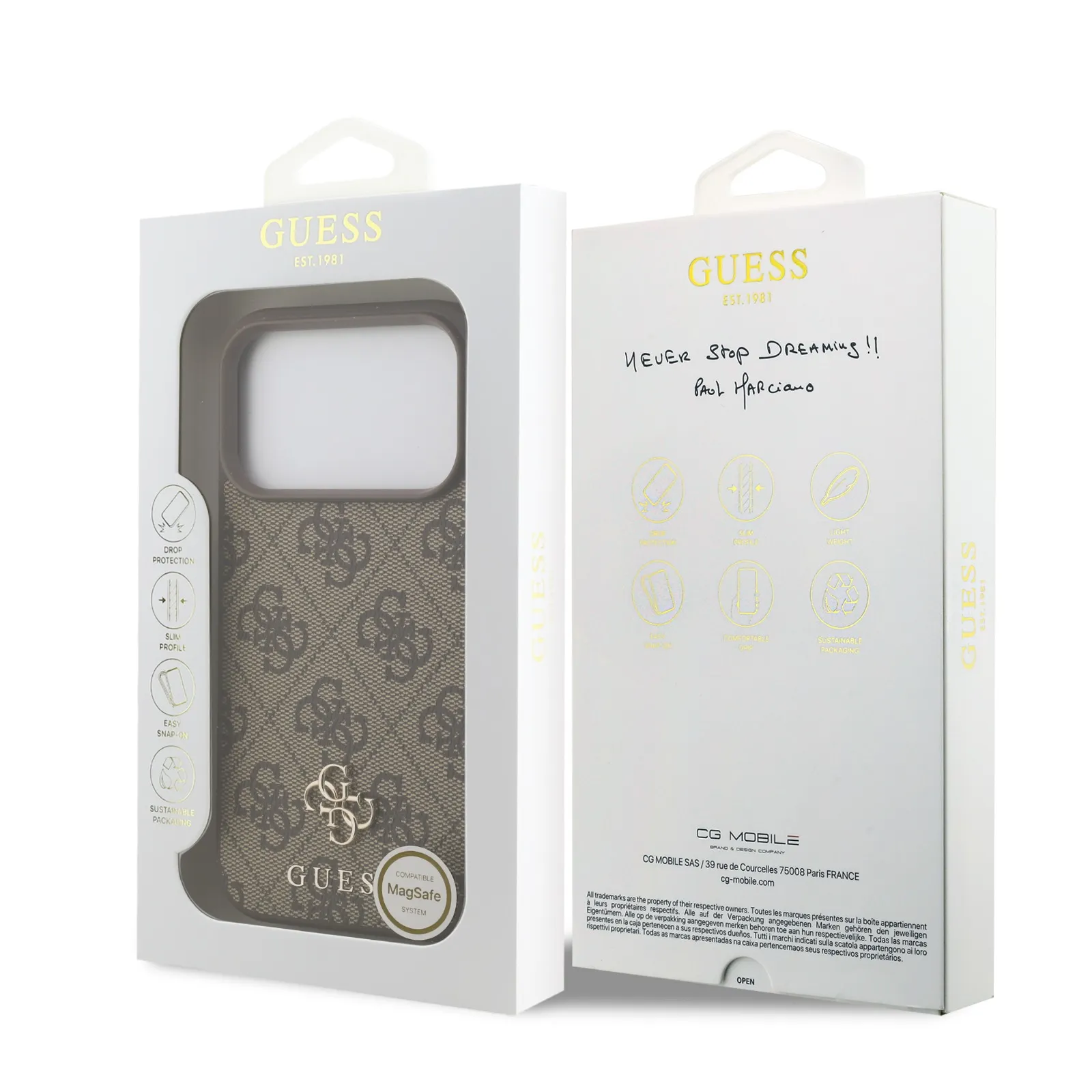 Guess, MagSafe 4G PU Leather Case with Small 4G & Classic Metal Logo, iPhone 17 Pro Max