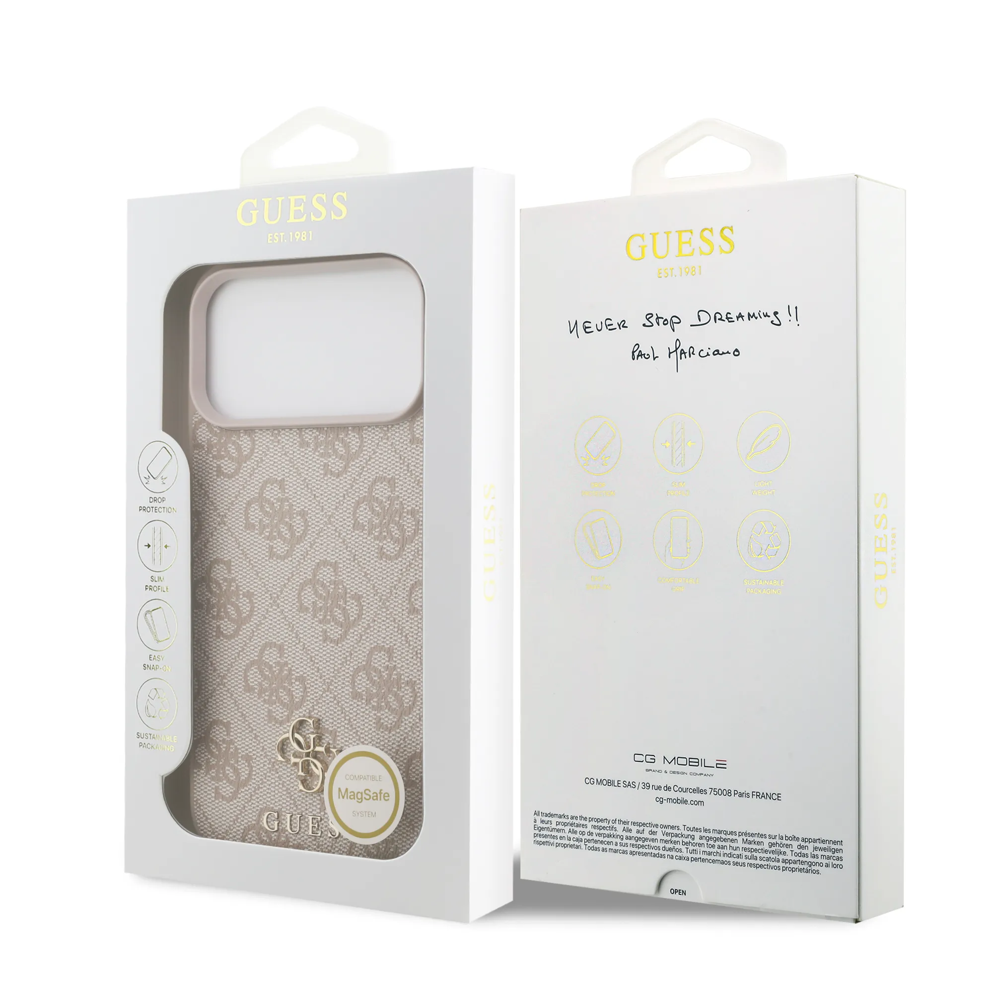 Guess, MagSafe 4G PU Leather Case with Small 4G & Classic Metal Logo, iPhone 17 Pro Max