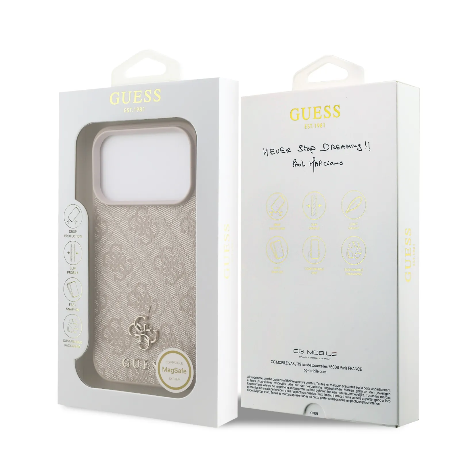 Guess, MagSafe 4G PU Leather Case with Small 4G & Classic Metal Logo, iPhone 17 Pro
