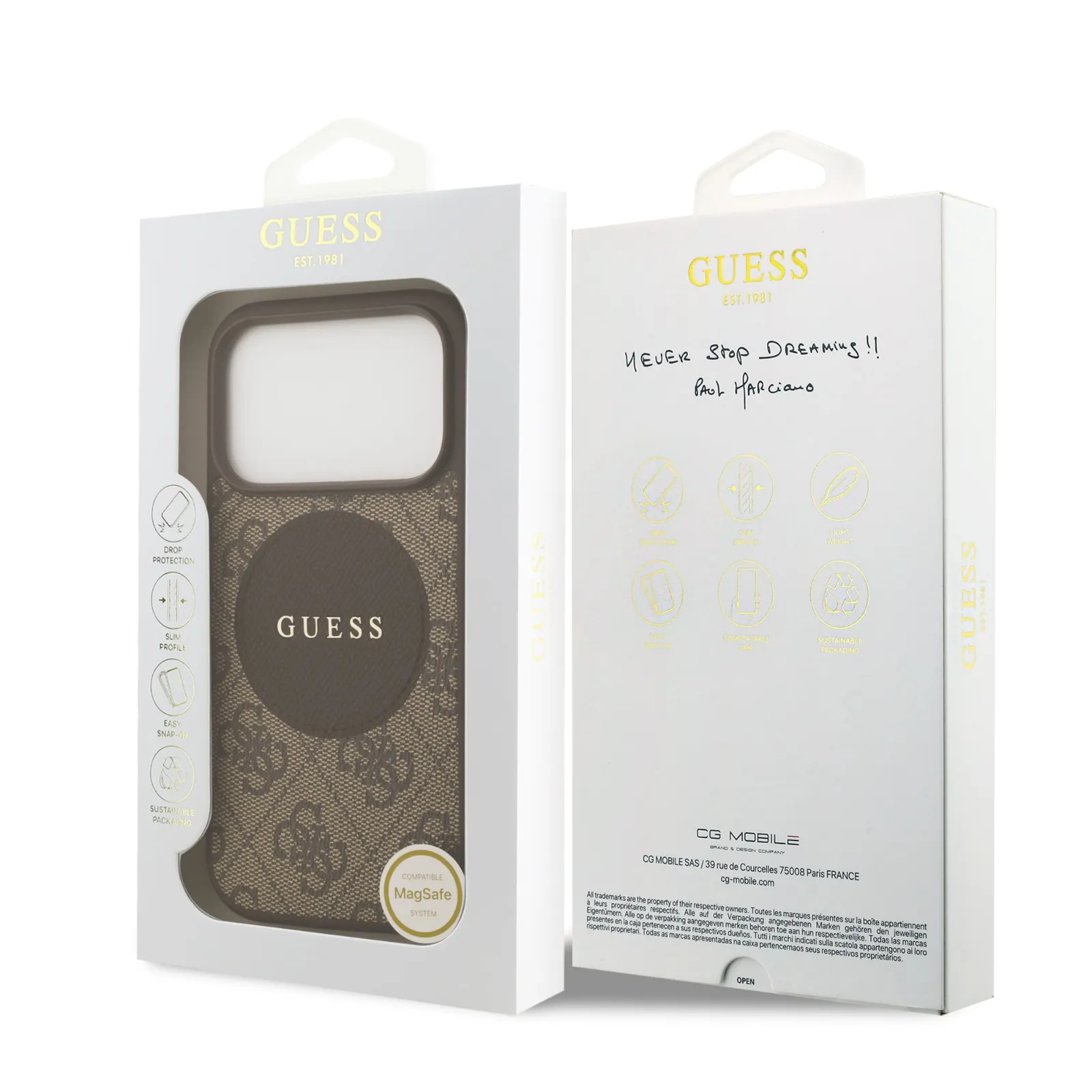 Guess, MagSafe 4G PU Leather Case with Round Patch & Classic Logo, iPhone 17 Pro Max