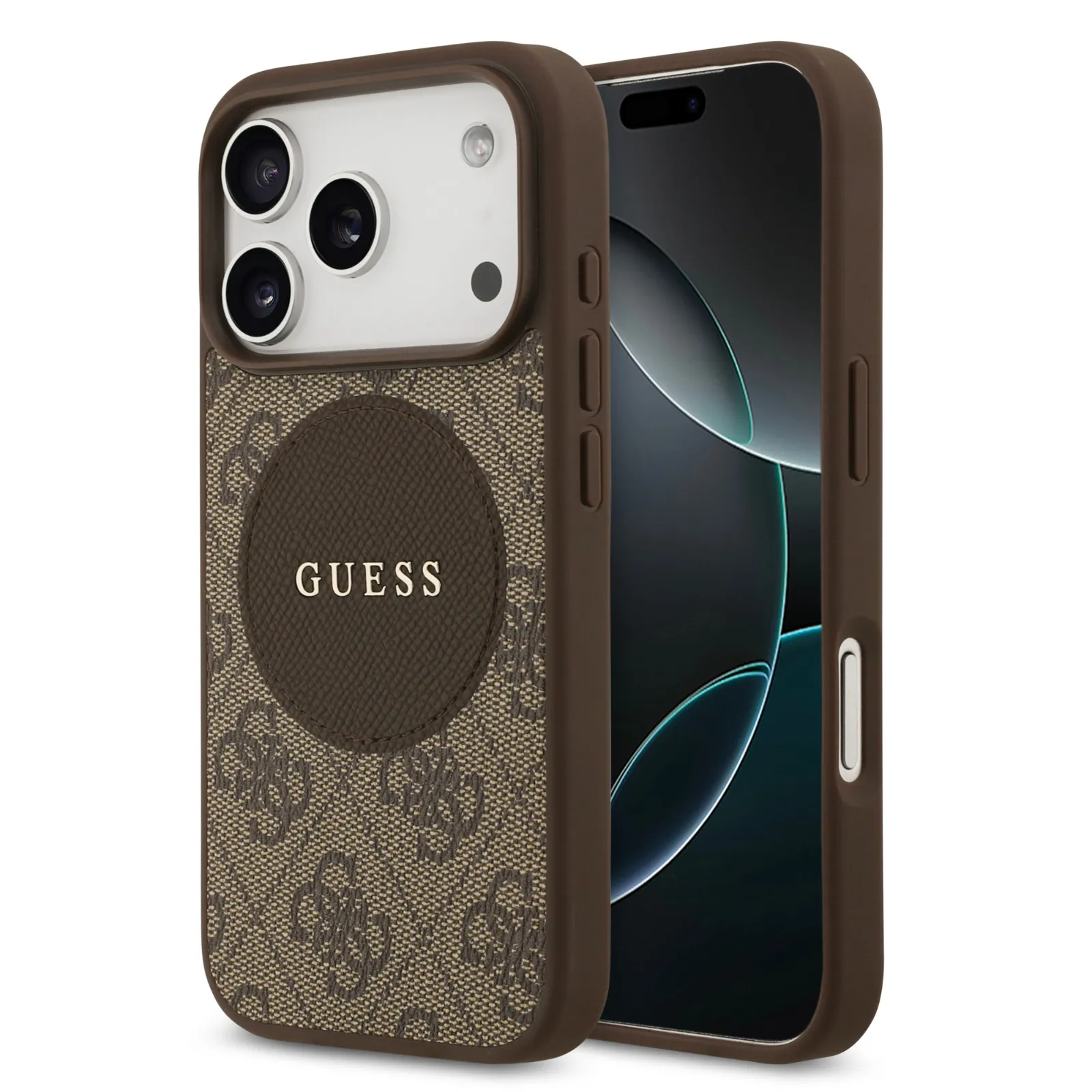 Guess, MagSafe 4G PU Leather Case with Round Patch & Classic Logo, iPhone 17 Pro