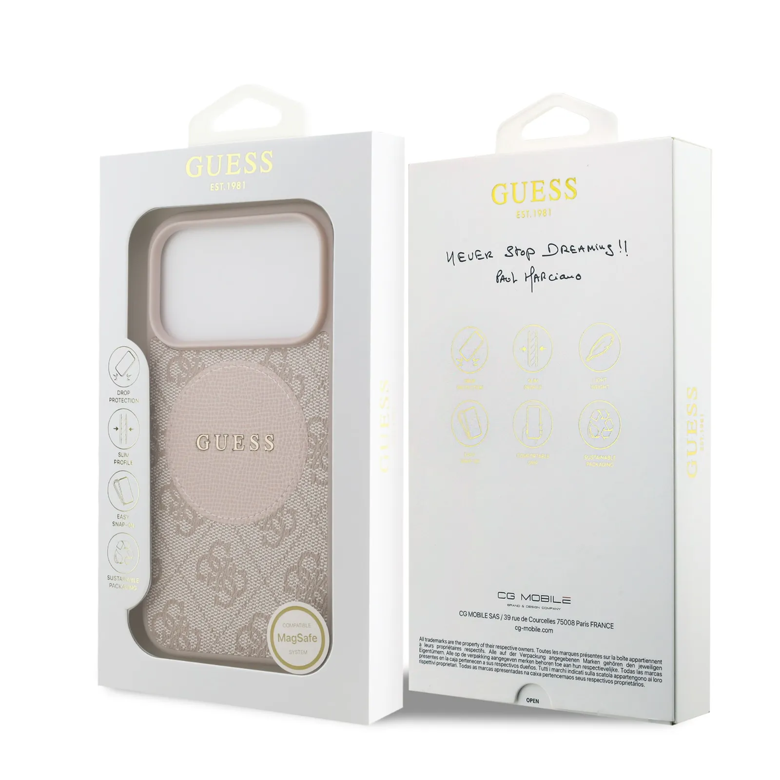 Guess, MagSafe 4G PU Leather Case with Round Patch & Classic Logo, iPhone 17 Pro