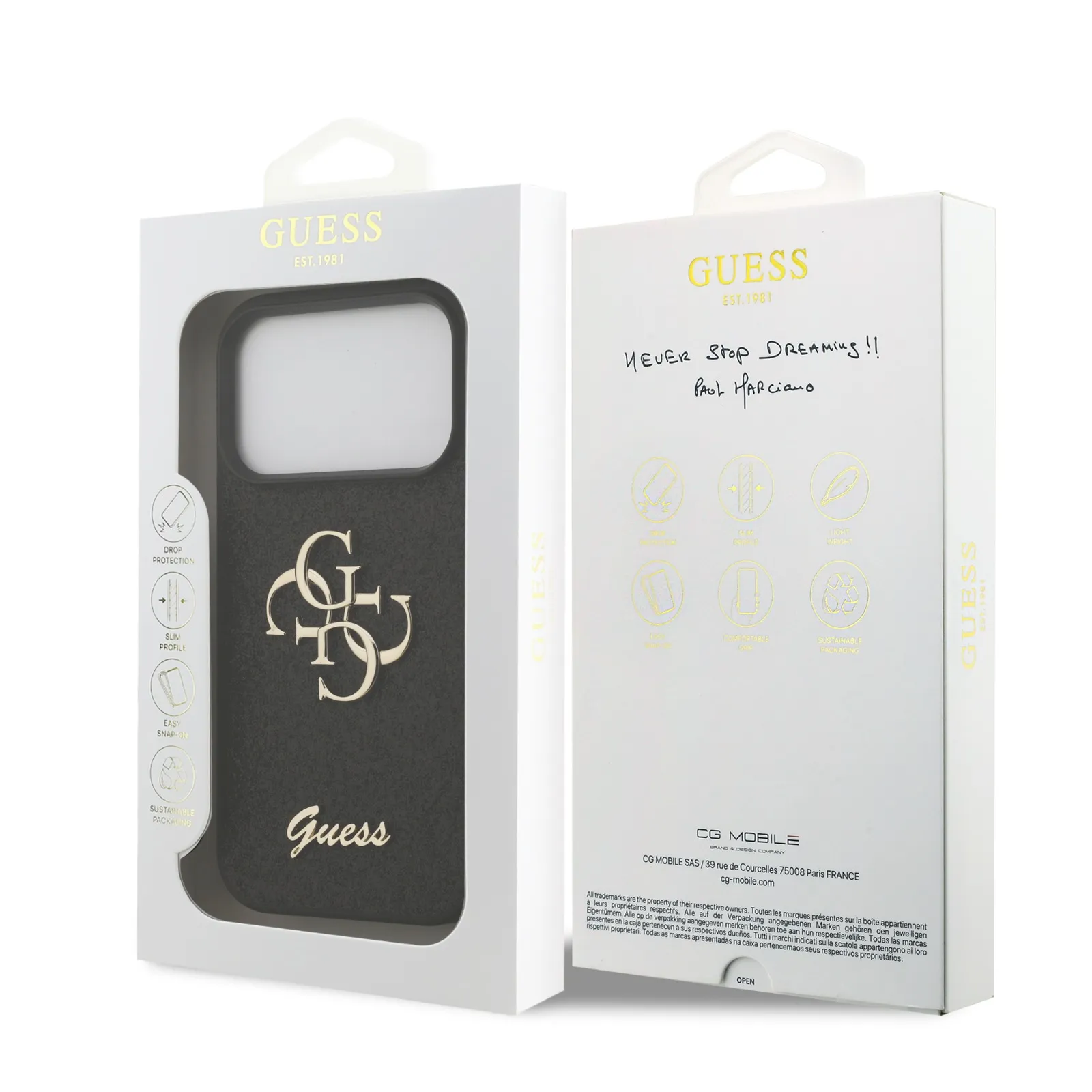 Guess, PU Glitter Case With Big 4G Metal Logo, iphone 17 Pro Max