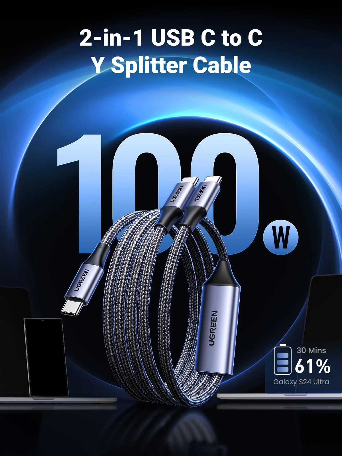 UGREEN 35087, 2-in-1 Universal PD Fast Charging Cable 100W max