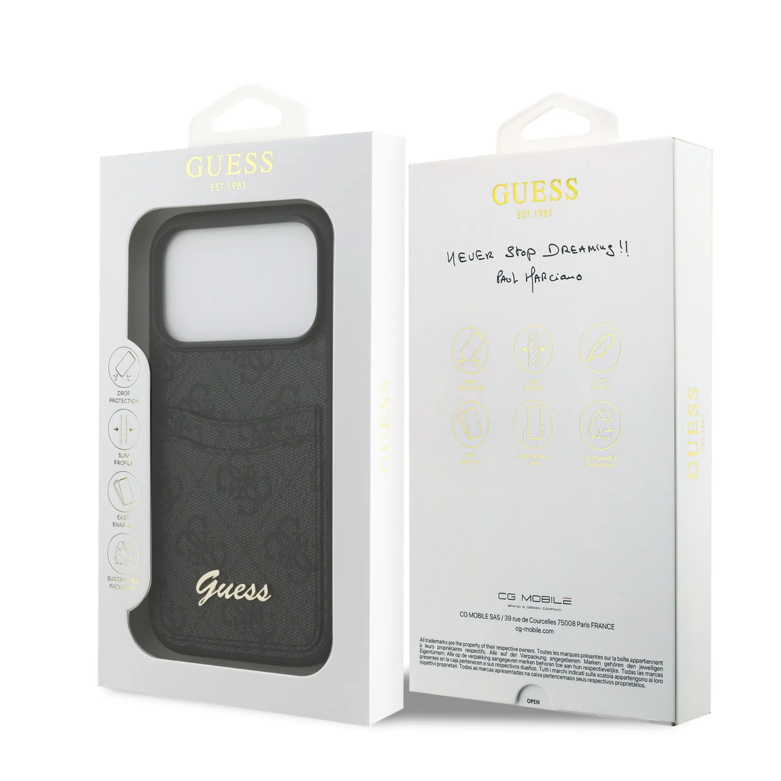 Guess, PU Case with Card Slot & Script Metal Logo, iPhone 17 Pro