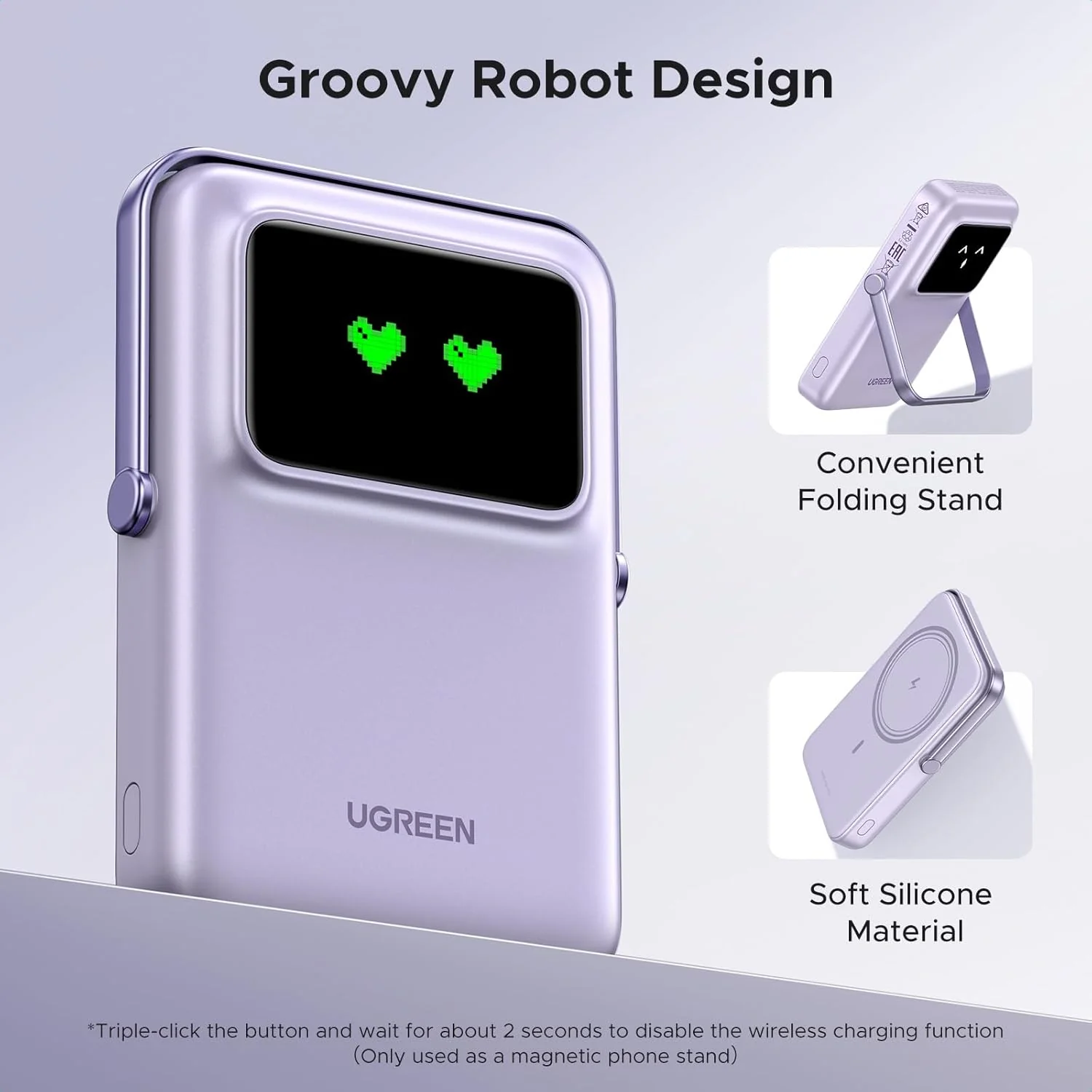 UGREEN 45328, Uno Magnetic Wireless Power Bank 10000mAh 20W - Purple