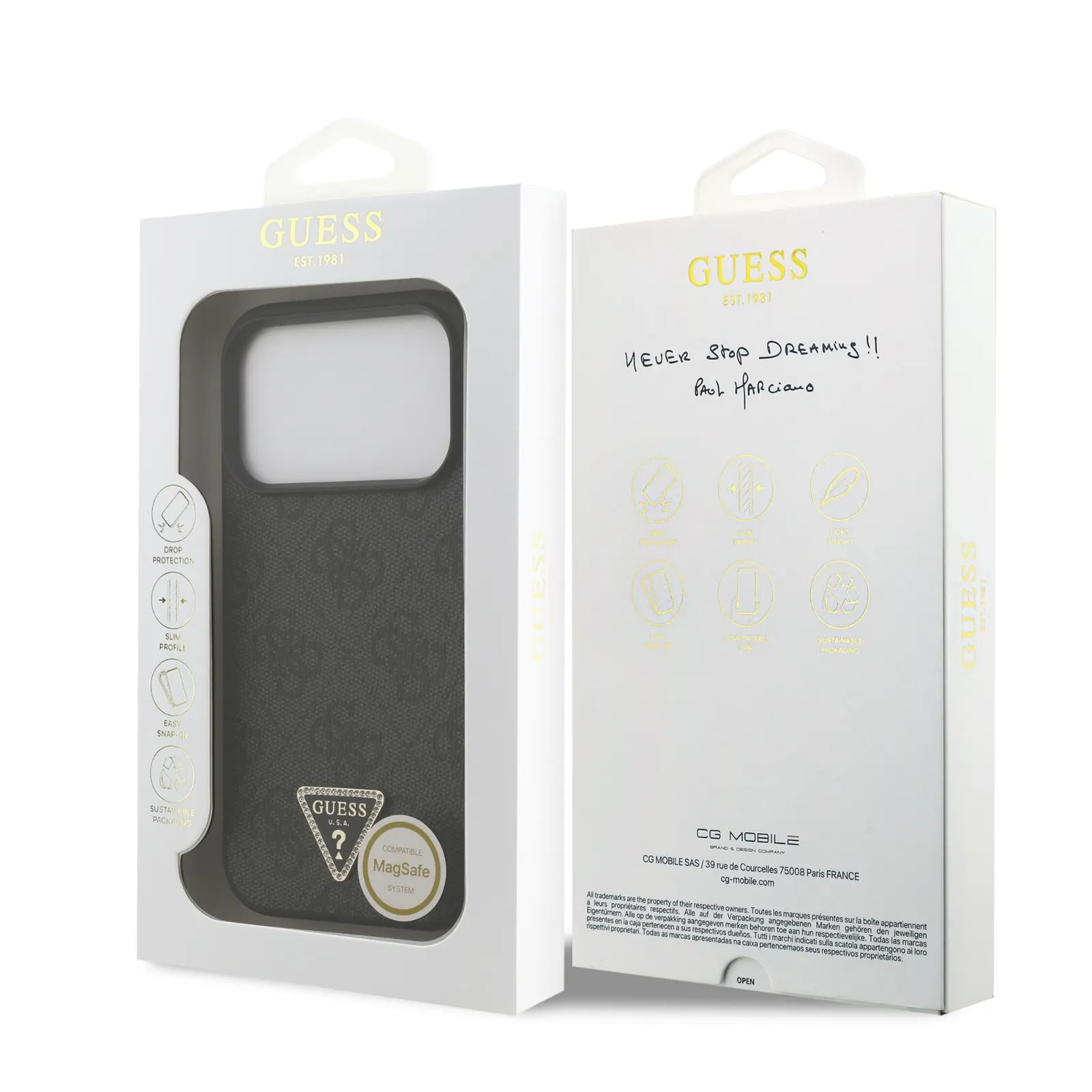 Guess, MagSafe 4G PU Leather Case with Triangle Logo, iPhone 17 Pro Max