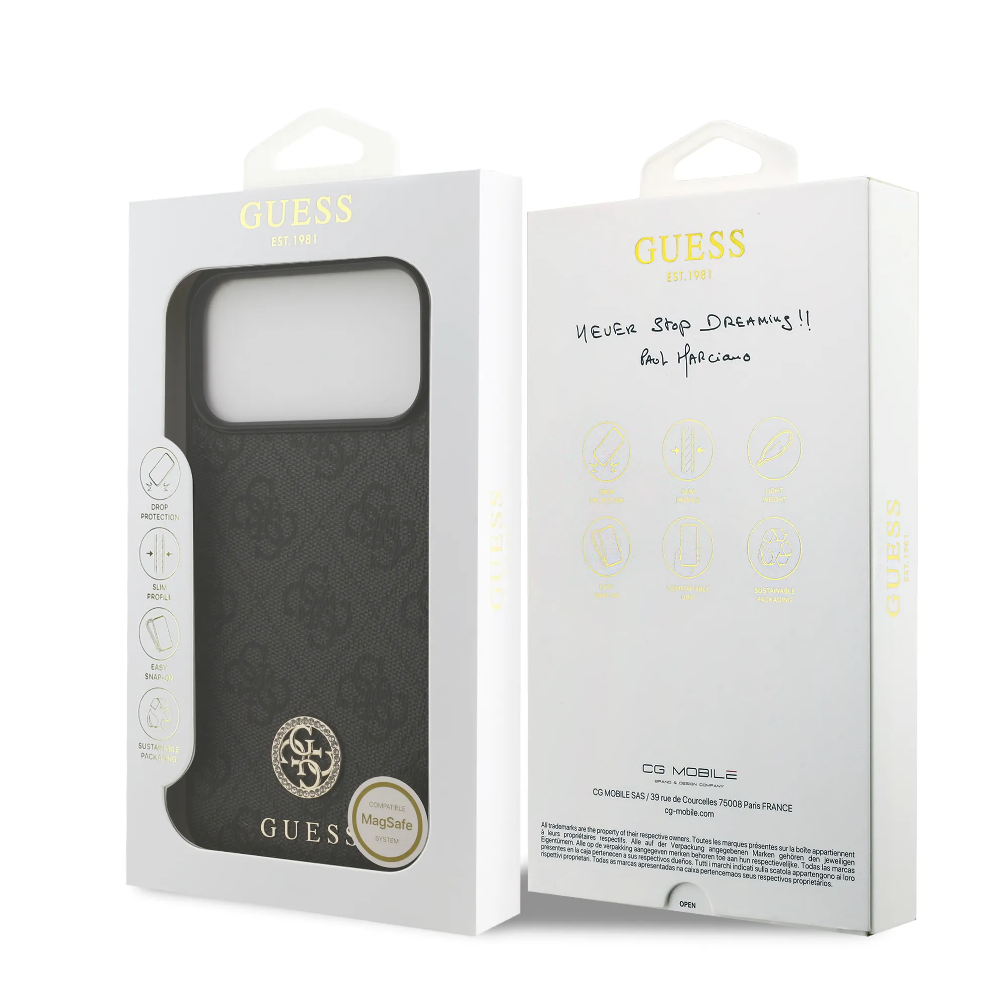Guess, MagSafe 4G PU Leather Case with Classic & Strass Logo, iPhone 17 Pro Max