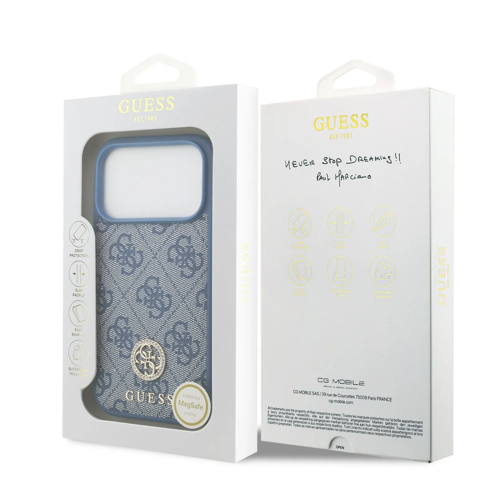 Guess, MagSafe 4G PU Leather Case with Classic & Strass Logo, iPhone 17 Pro Max