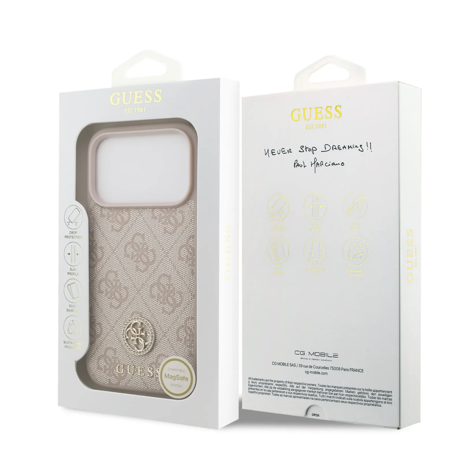Guess, MagSafe 4G PU Leather Case with Classic & Strass Logo, iPhone 17 Pro Max