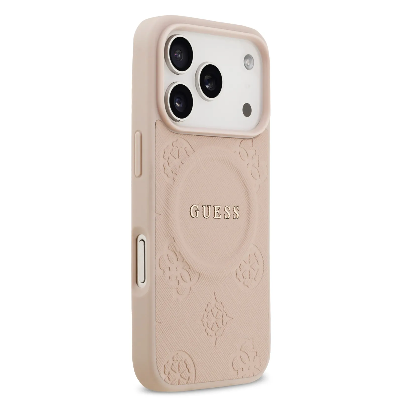 Guess, MagSafe PU Leather Case with Classic Logo & Peony Hot Stamp Design, iPhone 17 Pro Max