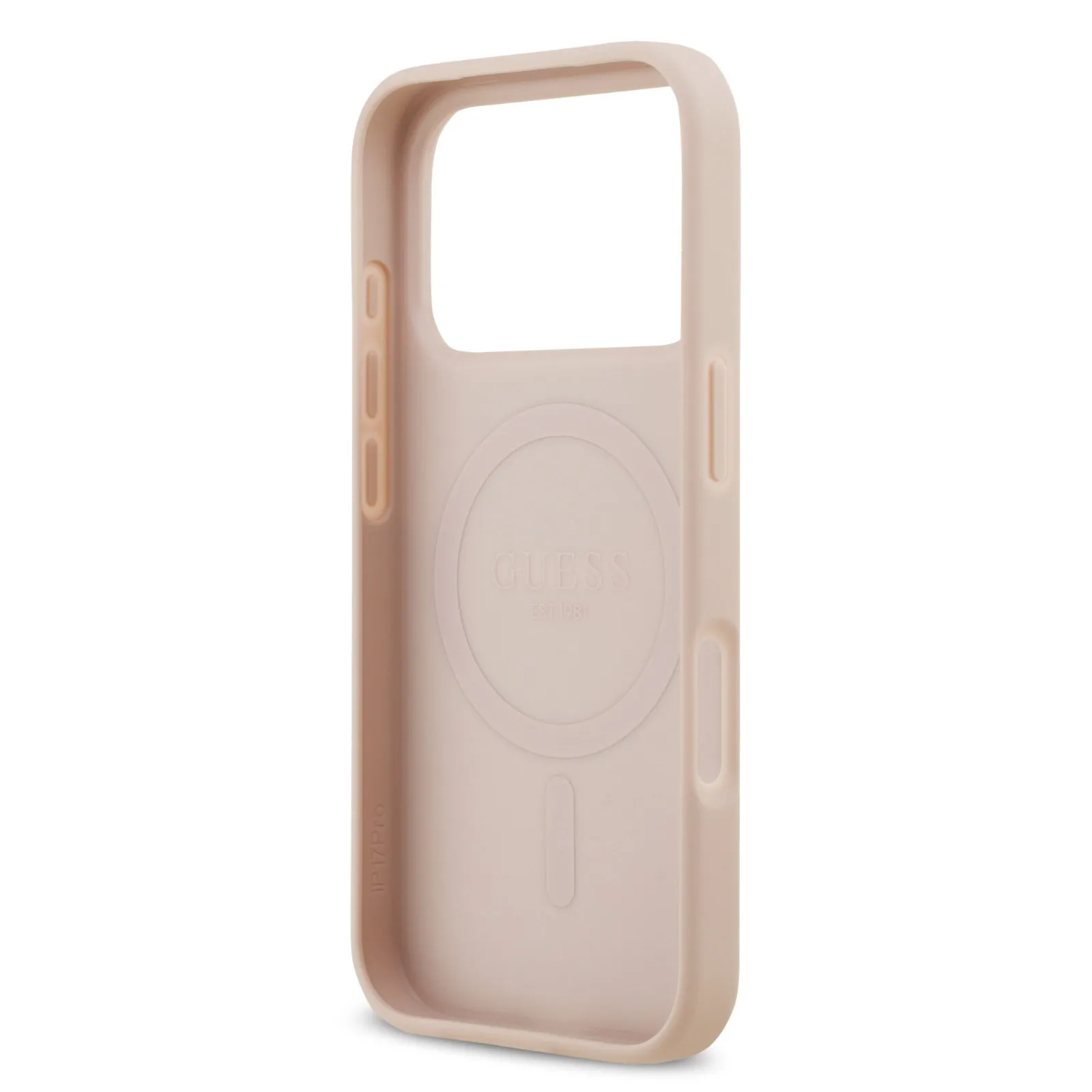 Guess, MagSafe PU Leather Case with Classic Logo & Peony Hot Stamp Design, iPhone 17 Pro Max