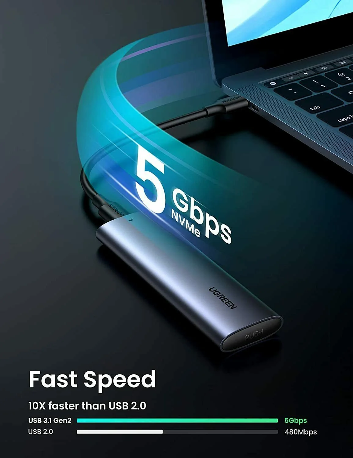 UGREEN USB-C to M.2 NGFF 5G Enclosure A TO C Cable 50cm