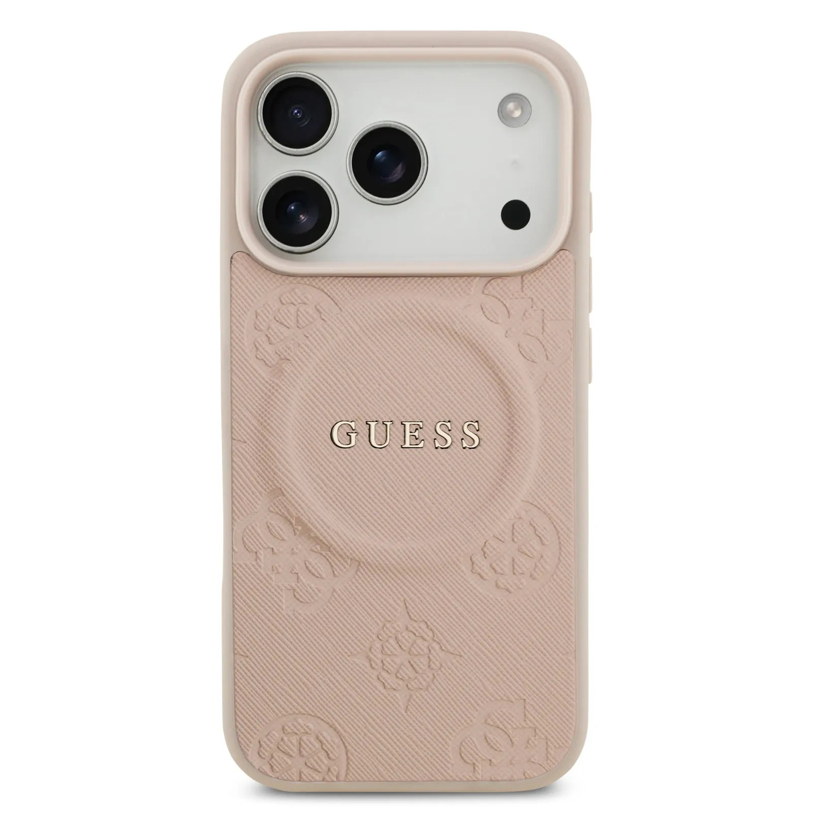 Guess, MagSafe PU Leather Case with Classic Logo & Peony Hot Stamp Design, iPhone 17 Pro