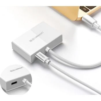 UGREEN USB Type C to HDMI + VGA Converter (White)