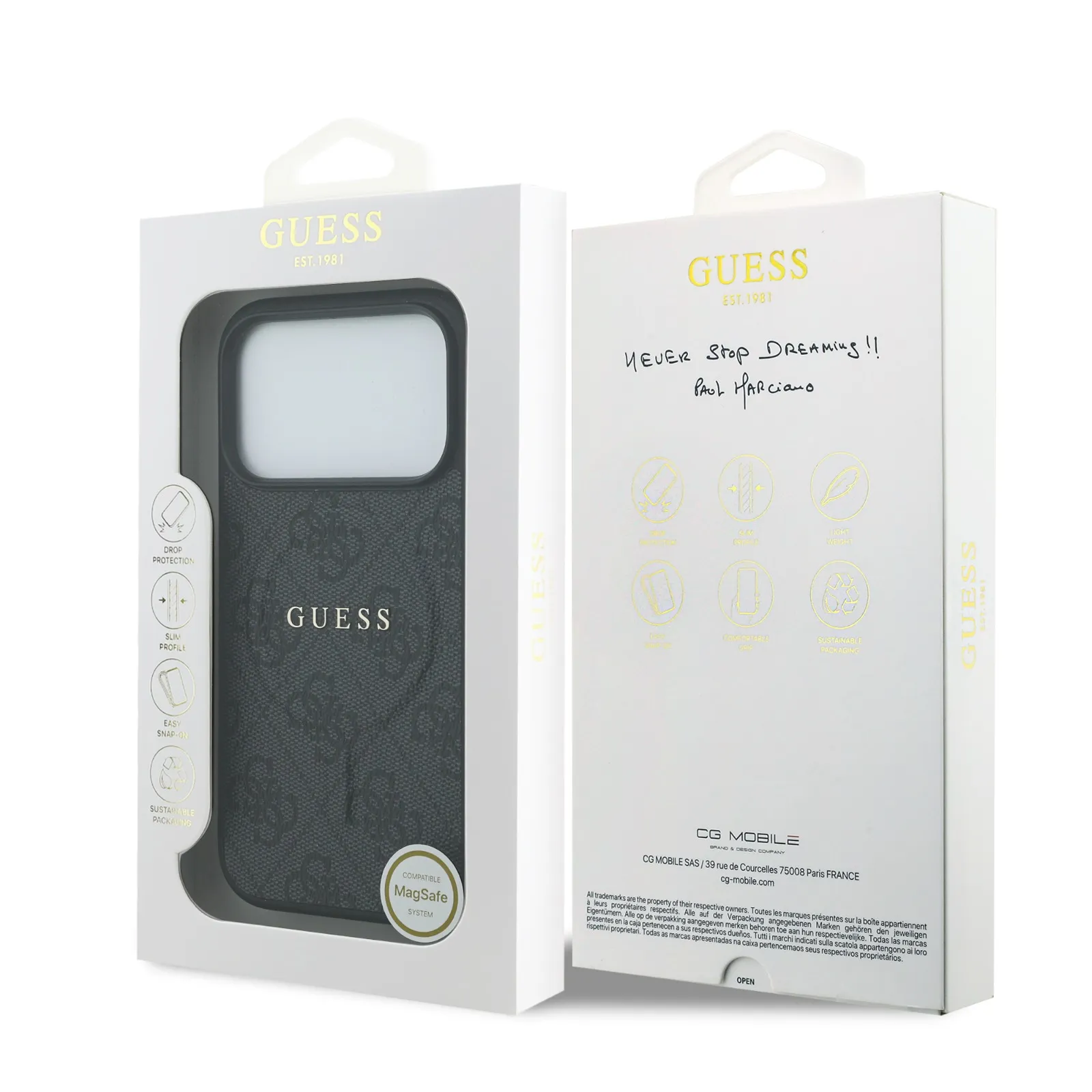 Guess, MagSafe 4G PU Leather Case with Classic Logo, iPhone 17 Pro