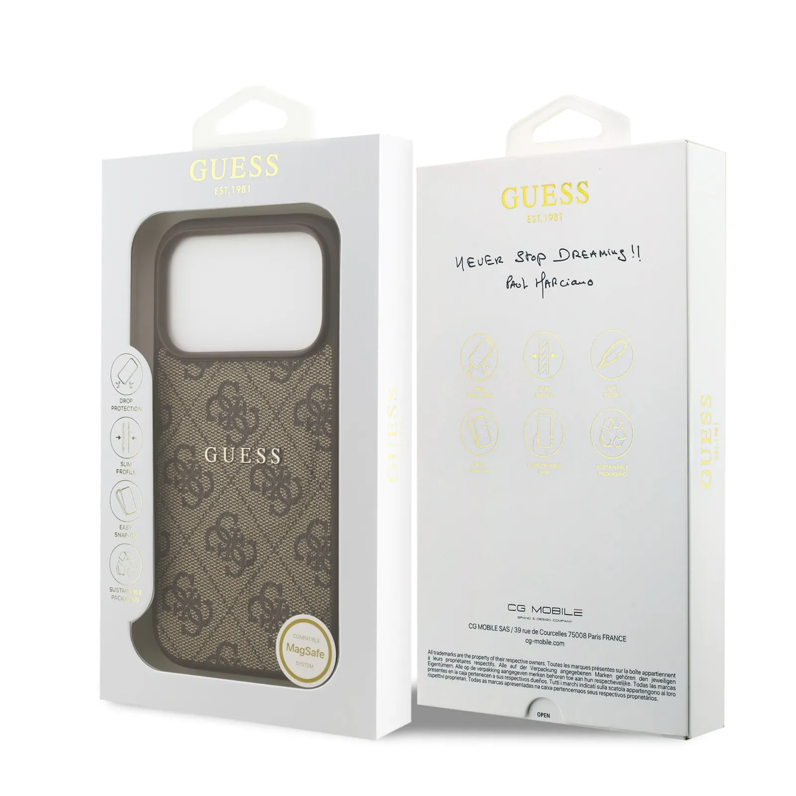 Guess, MagSafe 4G PU Leather Case with Classic Logo, iPhone 17 Pro