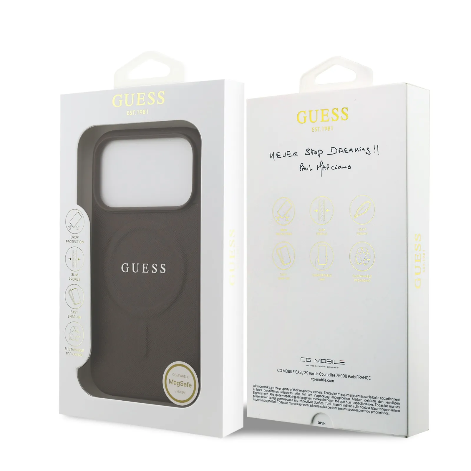 Guess, MagSafe PU Saffiano Leather Case with Classic Logo, iPhone 17 Pro