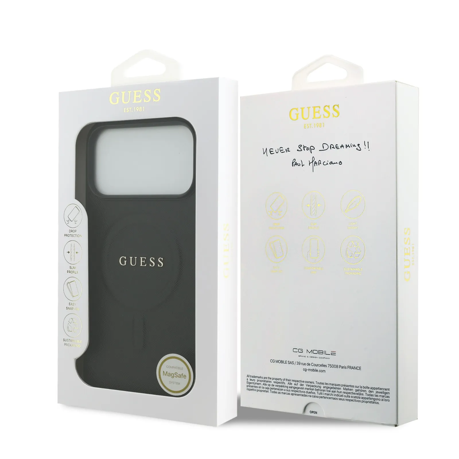 Guess, MagSafe PU Saffiano Leather Case with Classic Logo, iPhone 17 Pro
