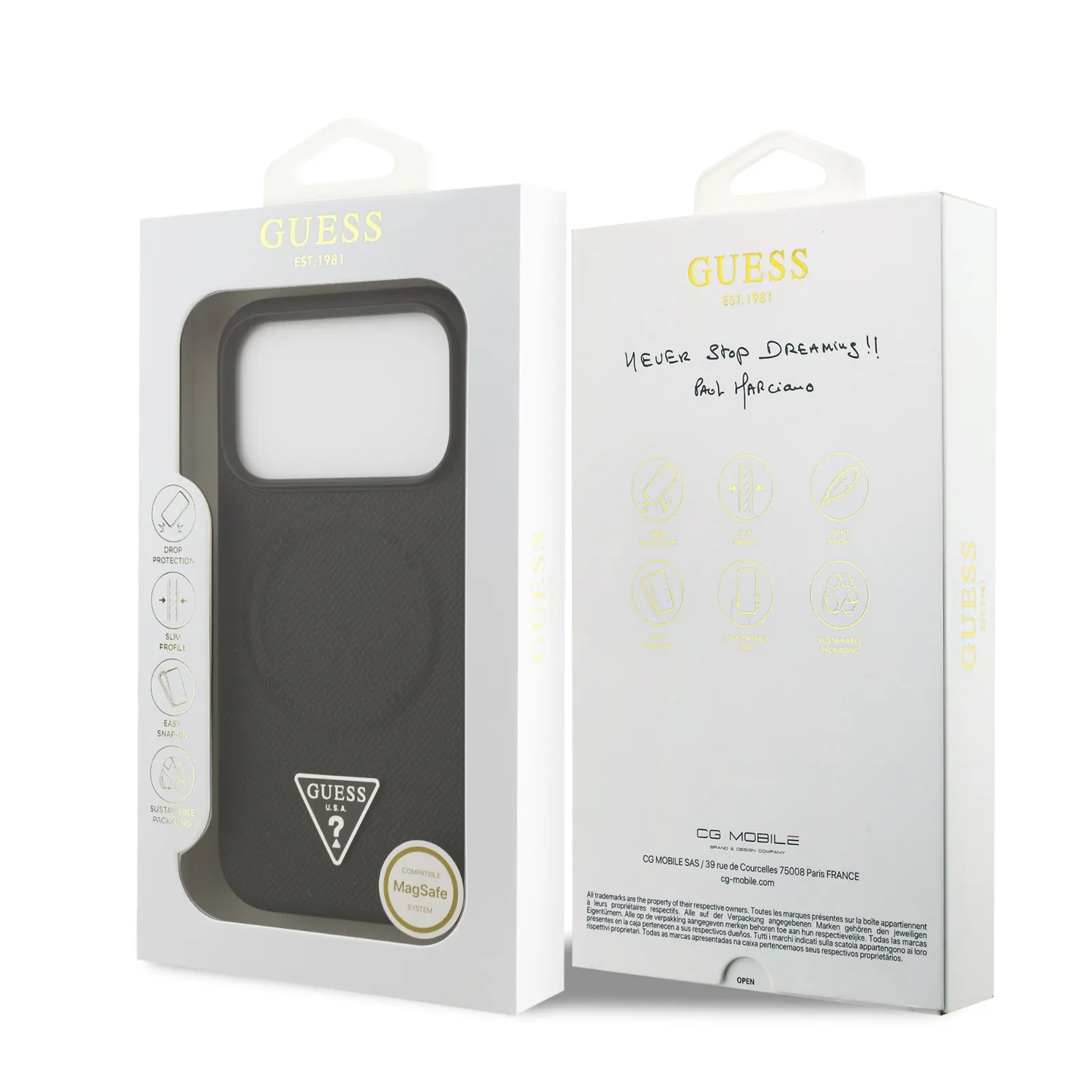 Guess, MagSafe PU Leather Case with Triangle Logo, iPhone 17 Pro Max