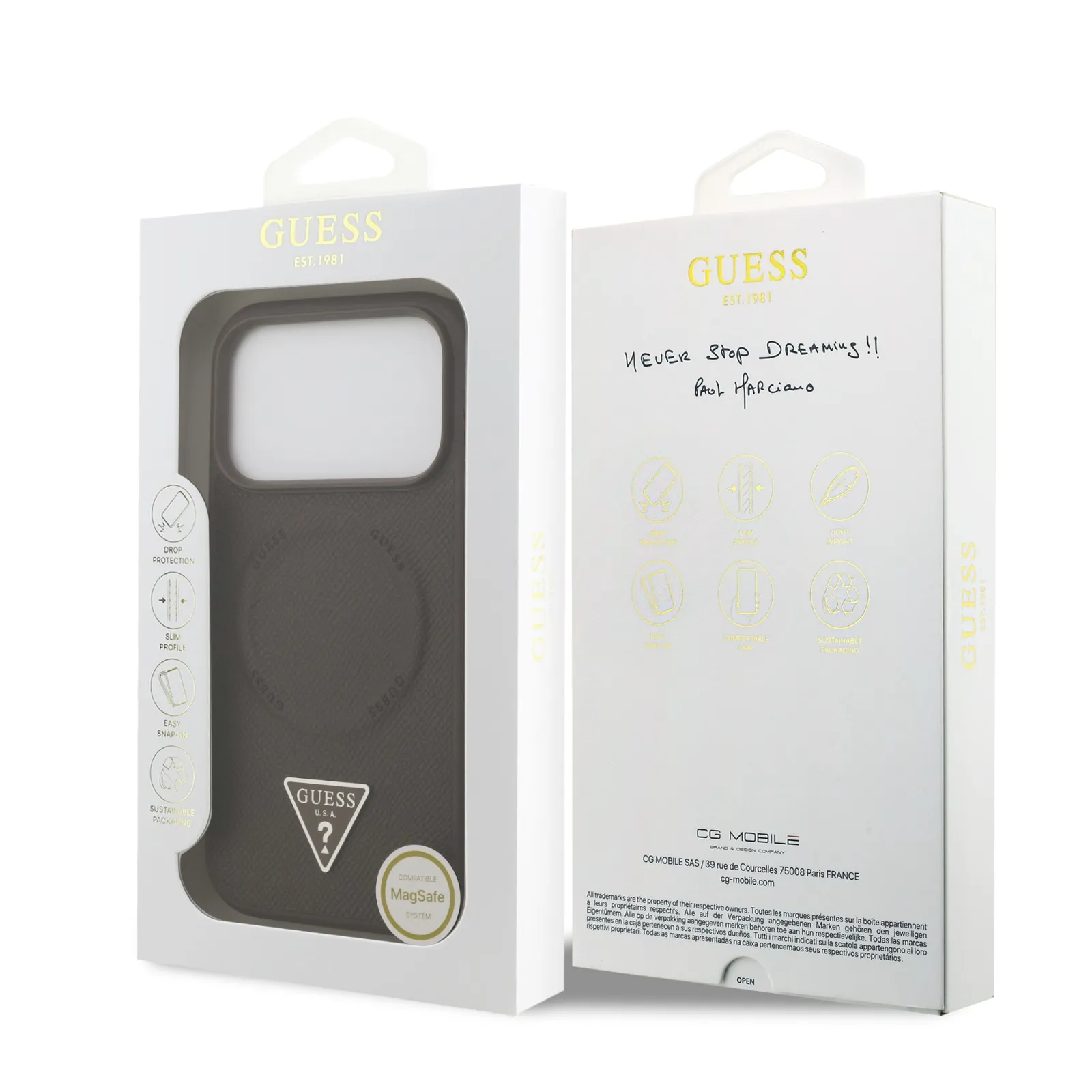 Guess, MagSafe PU Leather Case with Triangle Logo, iPhone 17 Pro
