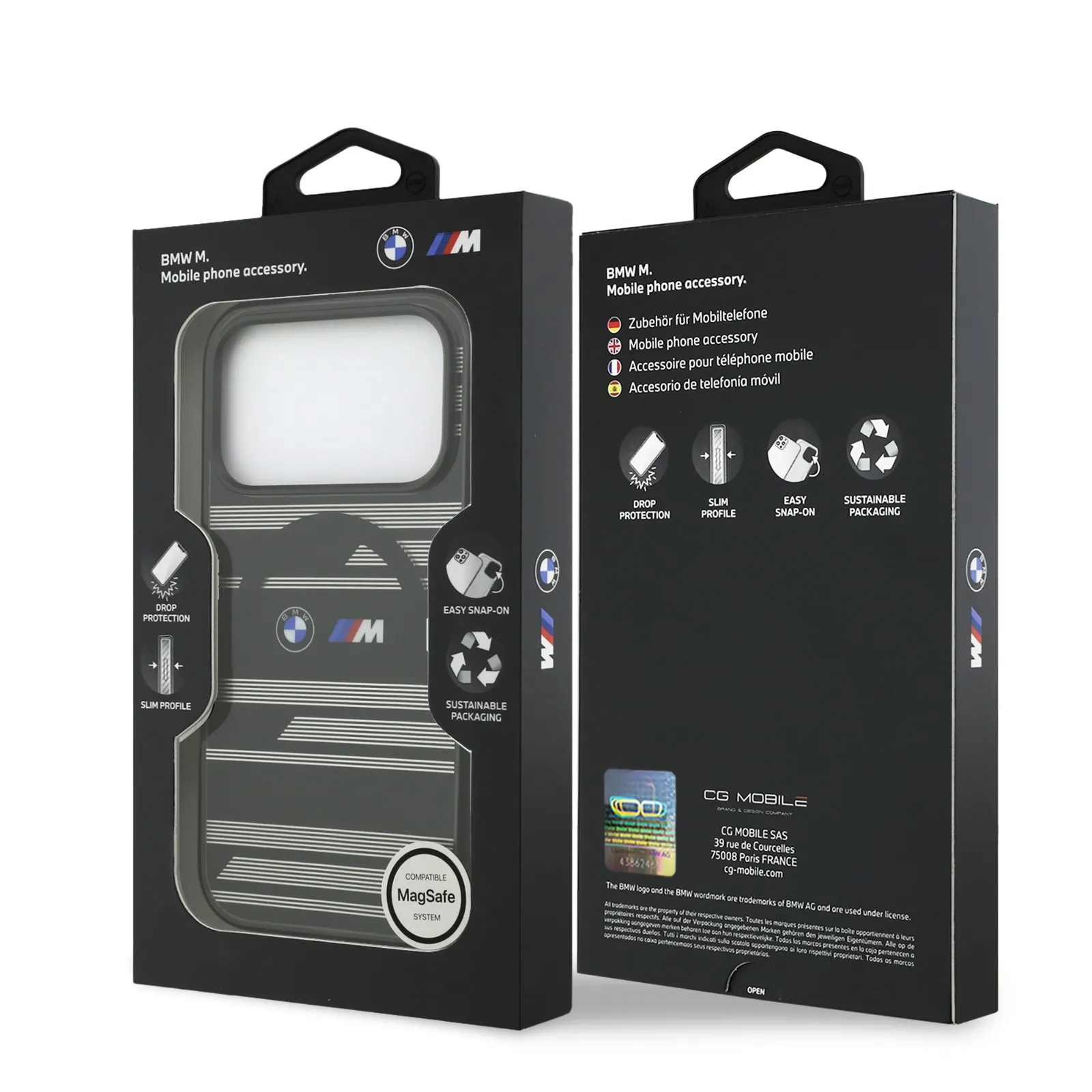 BMW, MagSafe Transparent IML Case with Metal Buttons & Line Designs, iPhone 17 Pro