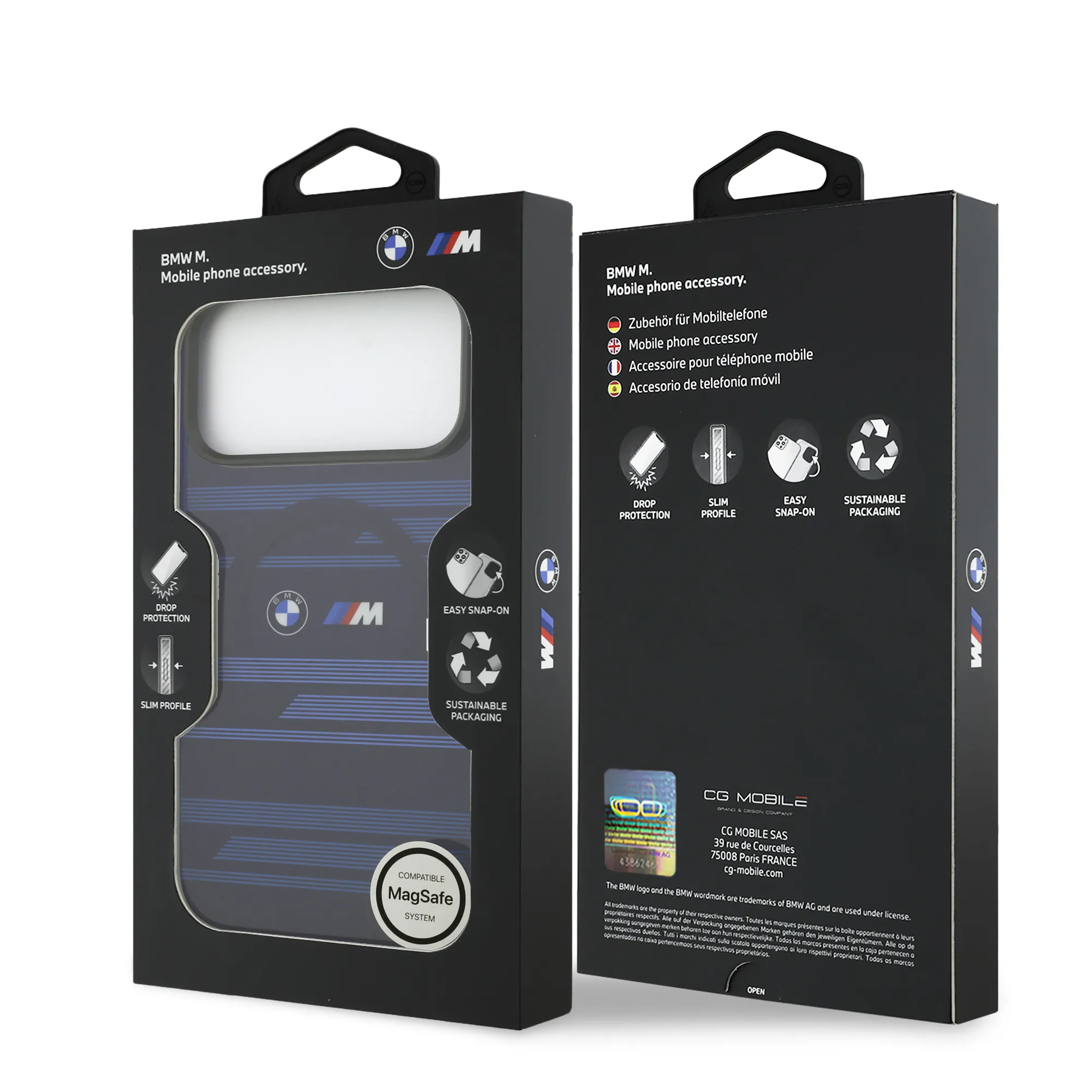 BMW, MagSafe Transparent IML Case with Metal Buttons & Line Designs, iPhone 17 Pro Max