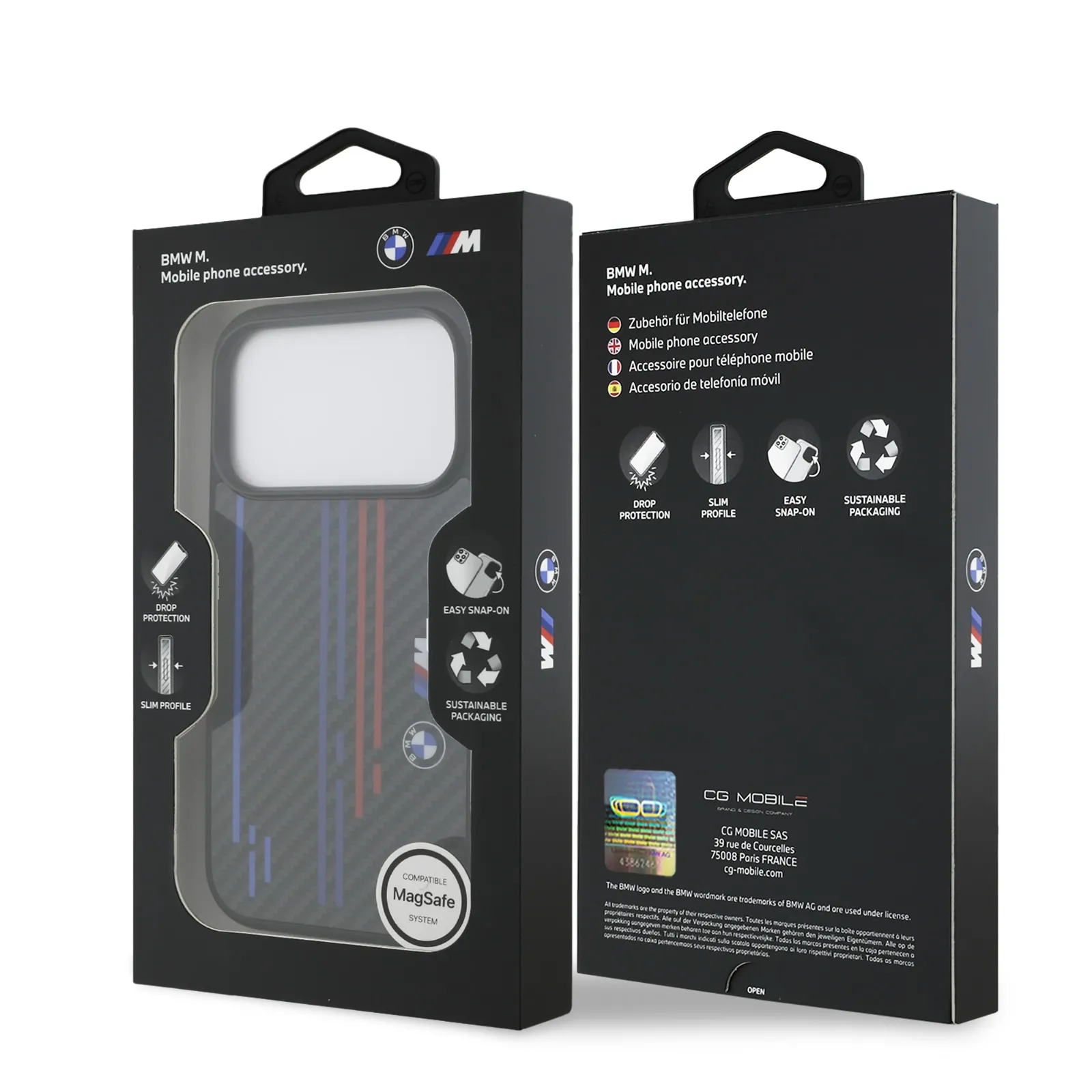 BMW, MagSafe Kevlar Case with Printed Tricolor & Metal Logos, iPhone 17 Pro
