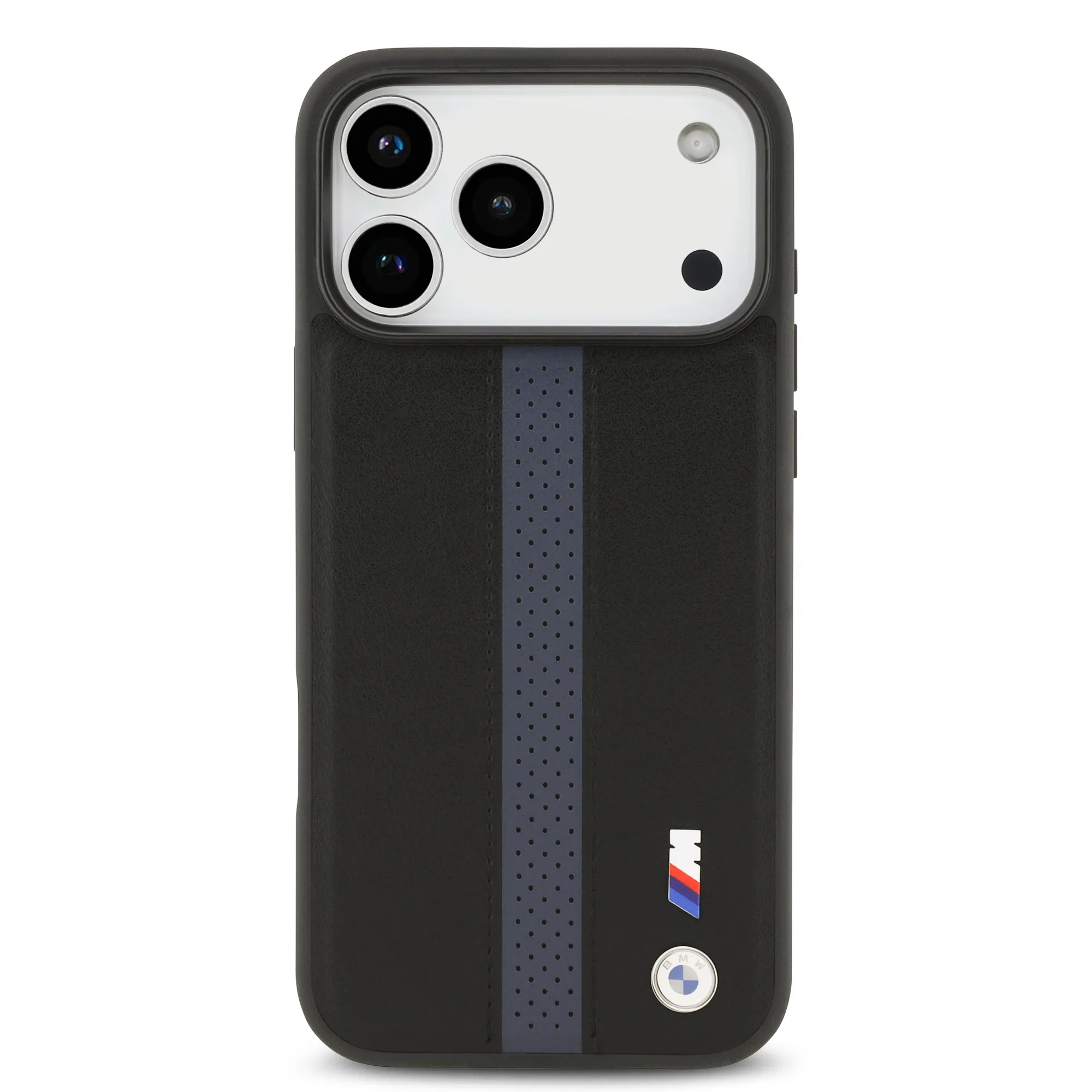 BMW, PU Leather Case with Perforated Stripes & Metal Logos, iPhone 17 Pro Max