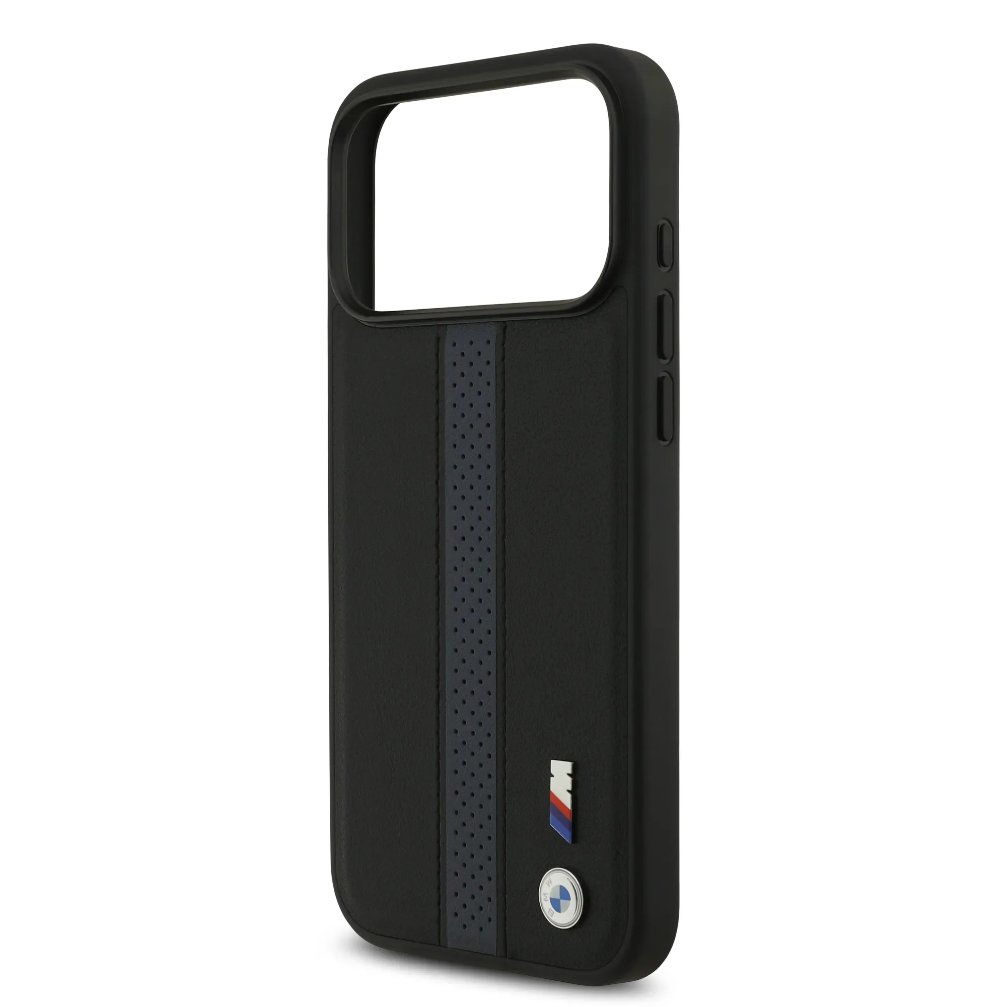 BMW, PU Leather Case with Perforated Stripes & Metal Logos, iPhone 17 Pro Max