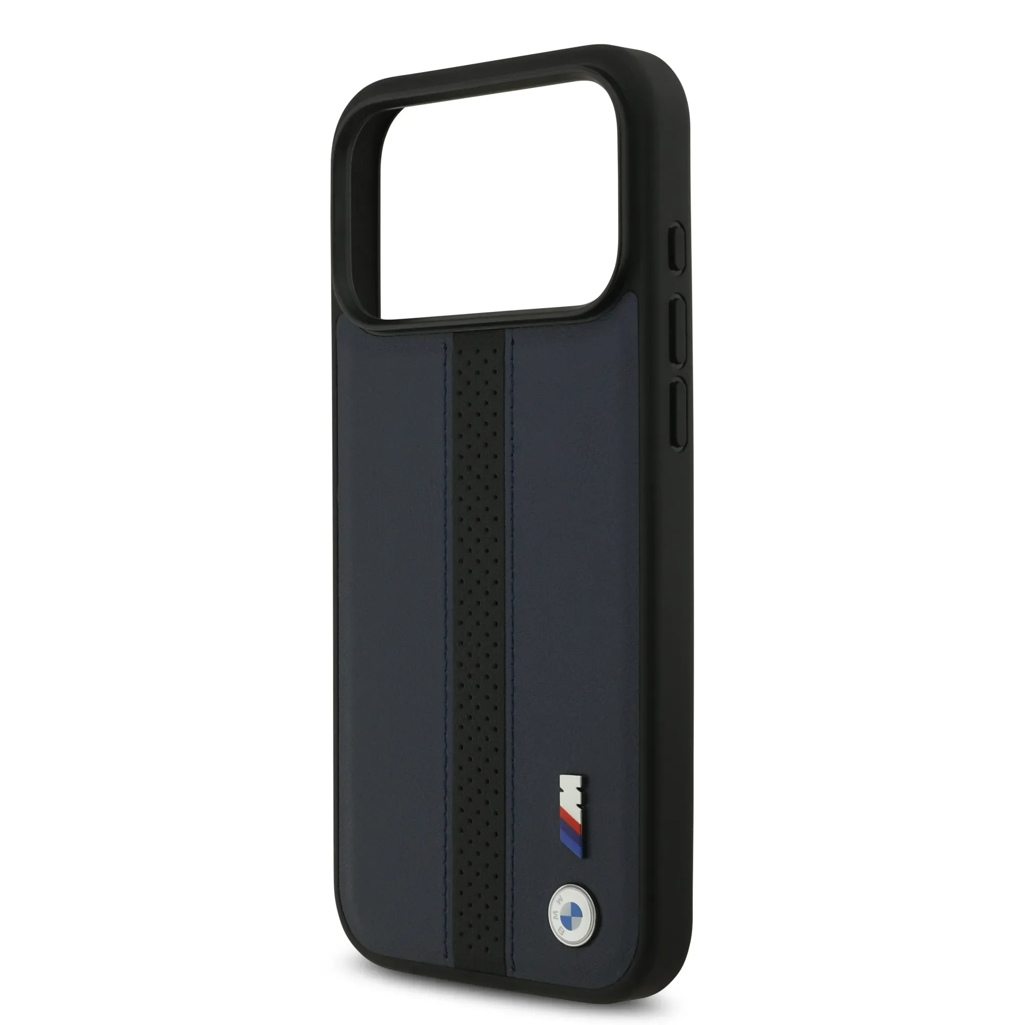 BMW, PU Leather Case with Perforated Stripes & Metal Logos, iPhone 17 Pro Max
