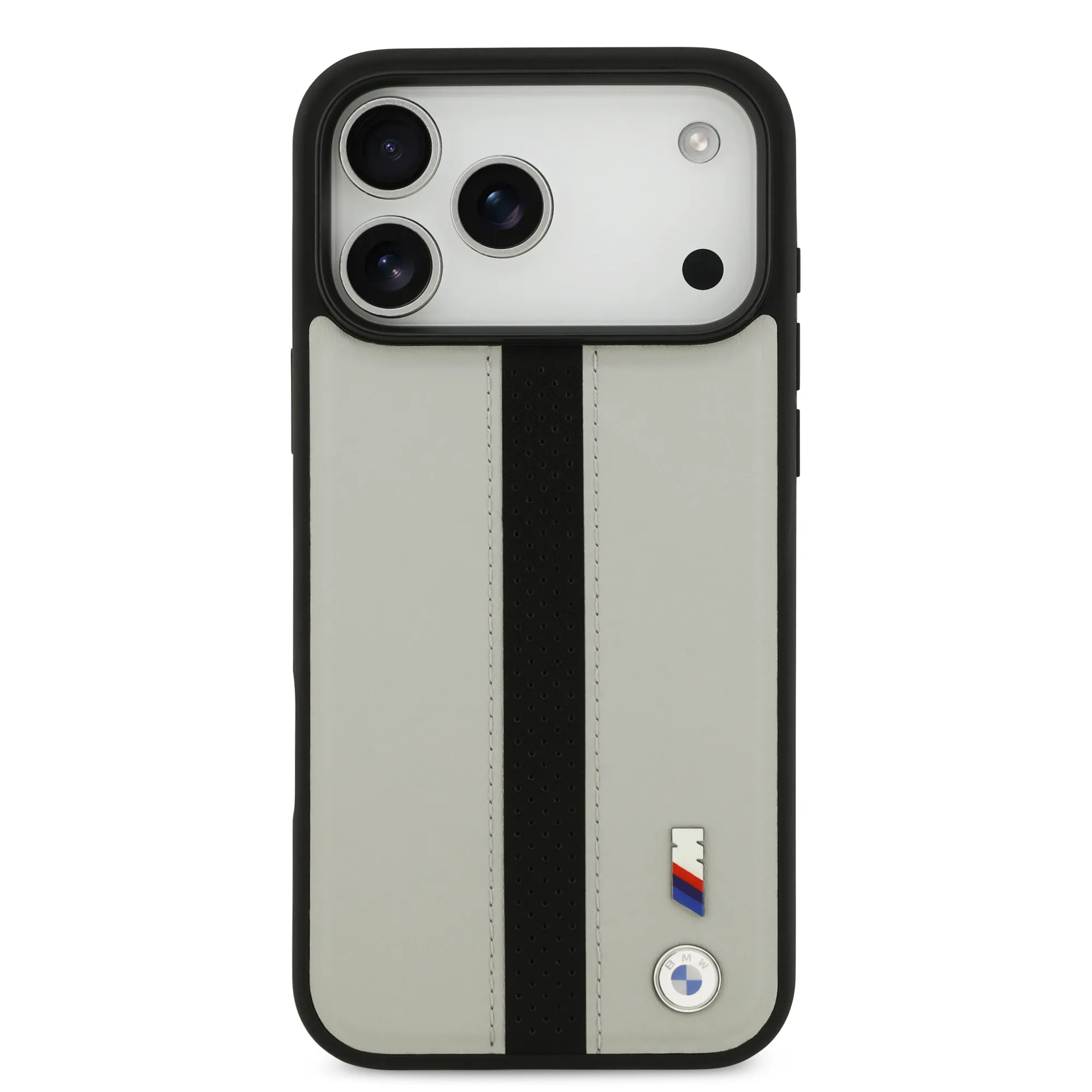 BMW, PU Leather Case with Perforated Stripes & Metal Logos, iPhone 17 Pro Max