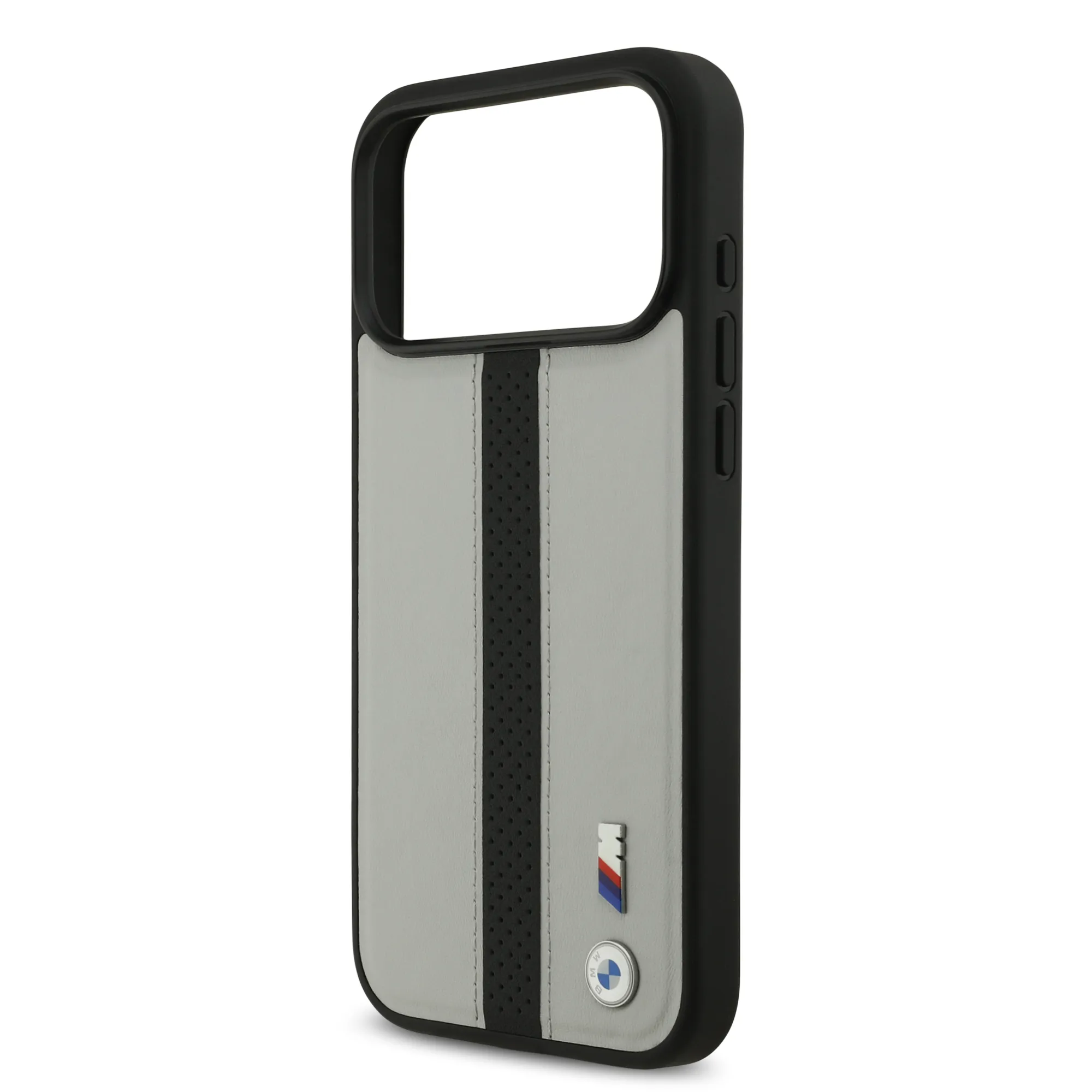 BMW, PU Leather Case with Perforated Stripes & Metal Logos, iPhone 17 Pro Max