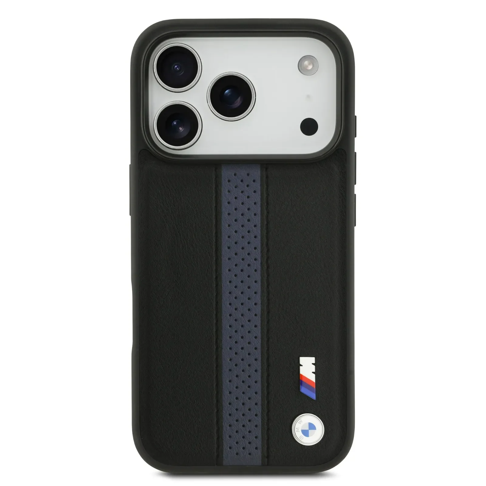 BMW, PU Leather Case with Perforated Stripes & Metal Logos, iPhone 17 Pro