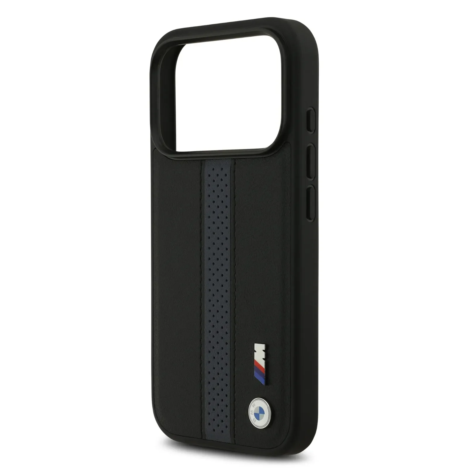 BMW, PU Leather Case with Perforated Stripes & Metal Logos, iPhone 17 Pro