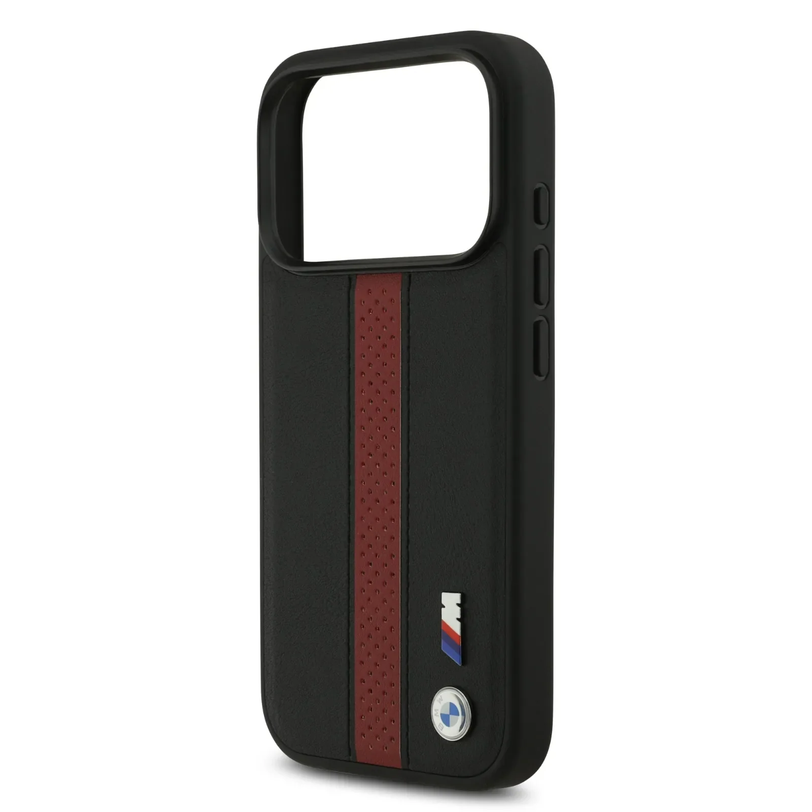 BMW, PU Leather Case with Perforated Stripes & Metal Logos, iPhone 17 Pro