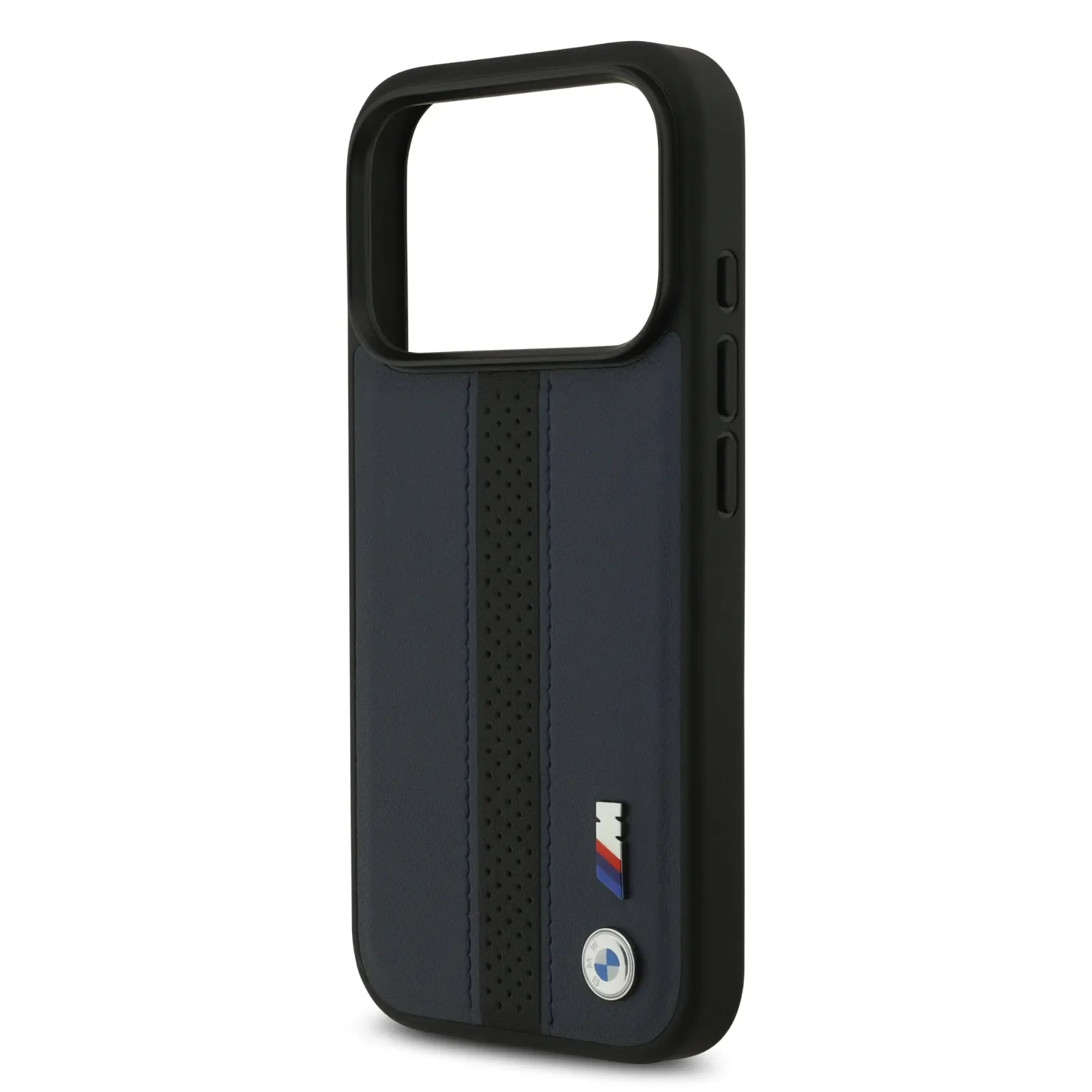 BMW, PU Leather Case with Perforated Stripes & Metal Logos, iPhone 17 Pro