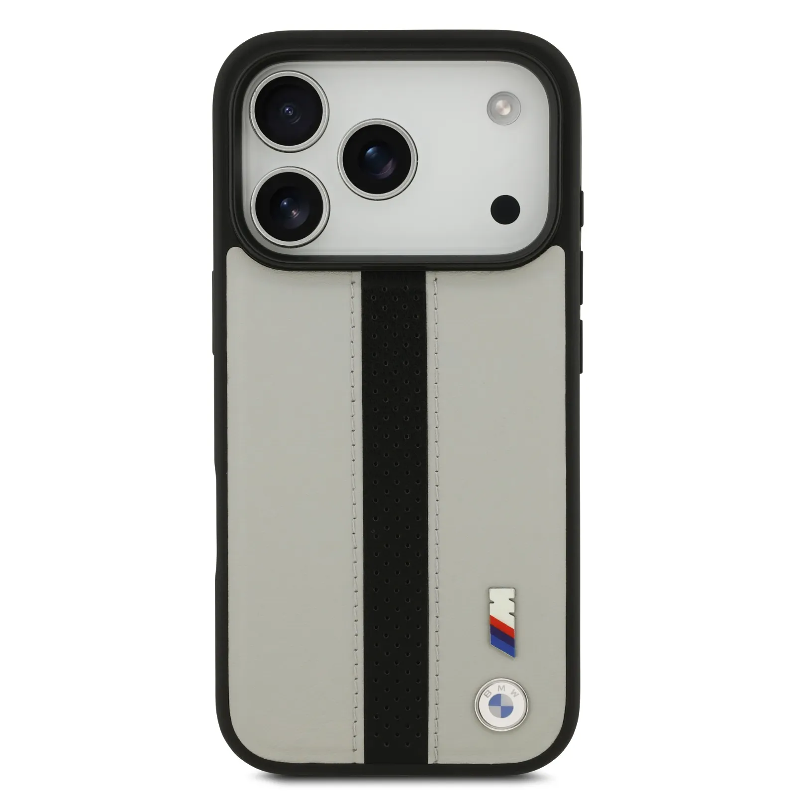 BMW, PU Leather Case with Perforated Stripes & Metal Logos, iPhone 17 Pro