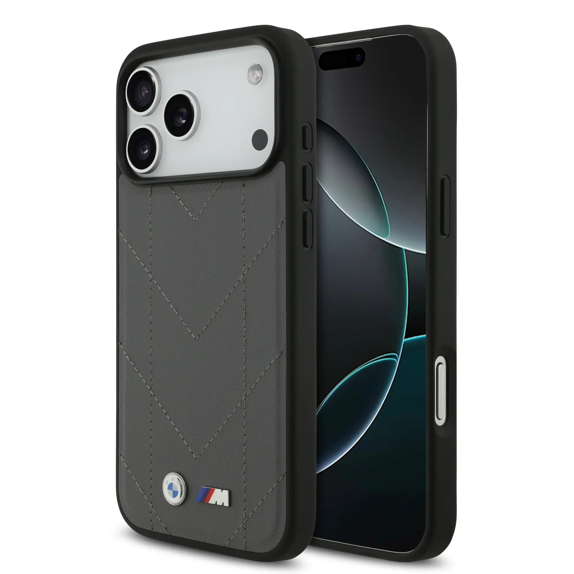 BMW, MagSafe PU Quilted Leather Case with Metal Logos, iPhone 17 Pro Max