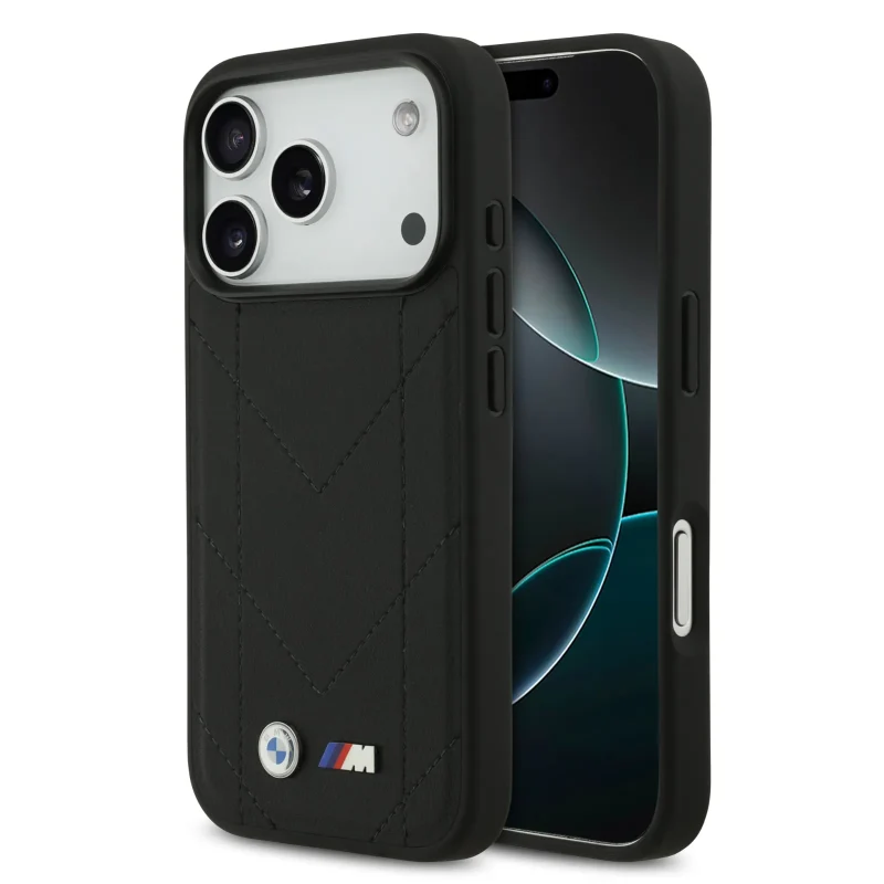 BMW, MagSafe PU Quilted Leather Case with Metal Logos, iPhone 17 Pro