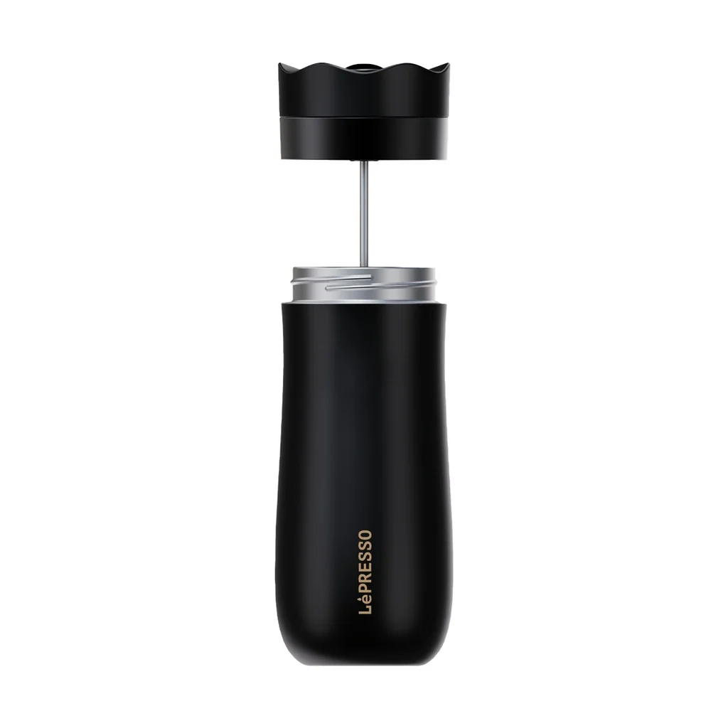 LePresso Insulated Mug with French Press - Black
